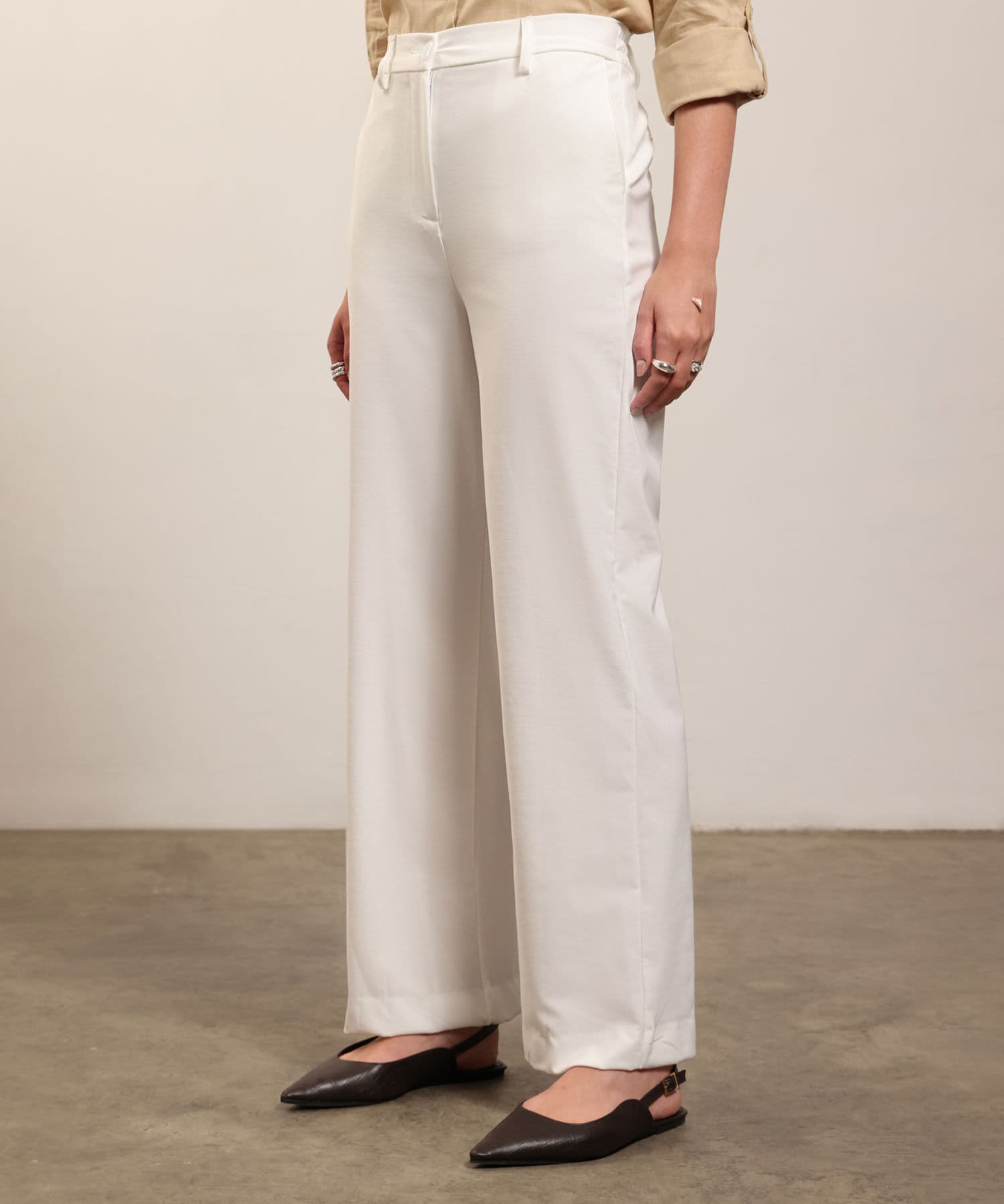 Pantalón Marfil Fluido blanco para mujer, vista principal