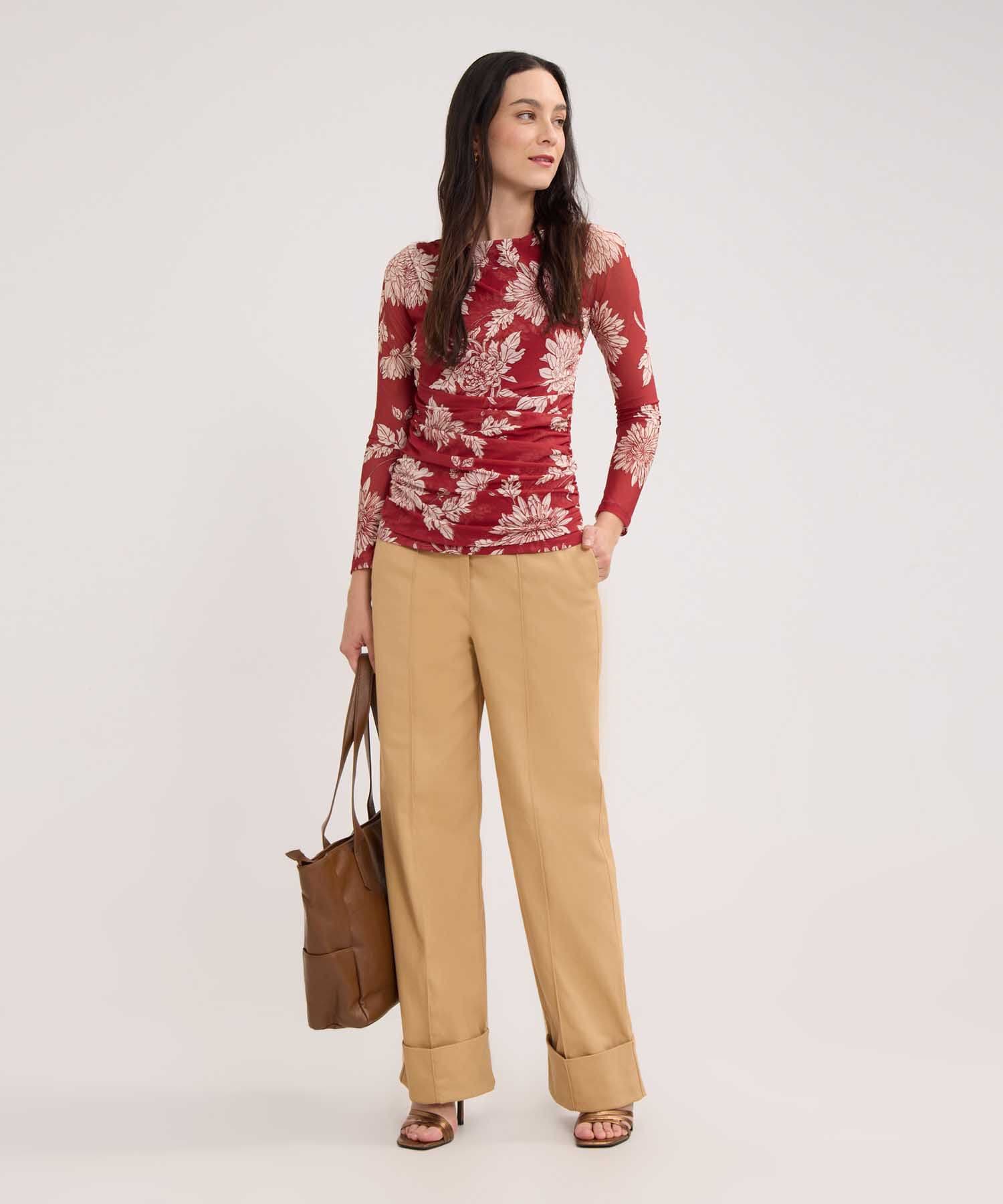 Camiseta Tierra Fluido rojo granada para mujer, vista 2