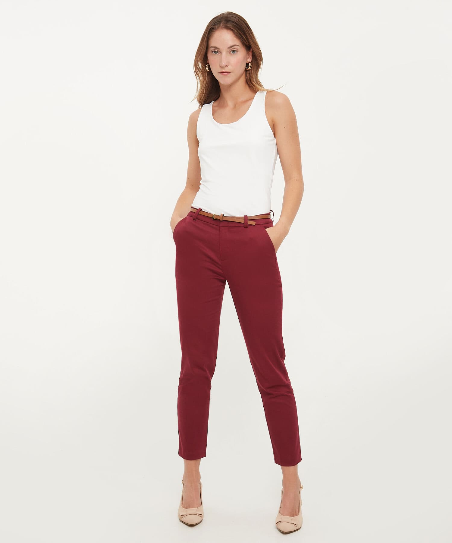 Pantalón Marea Contemporáneo rojo granada para mujer, vista 2