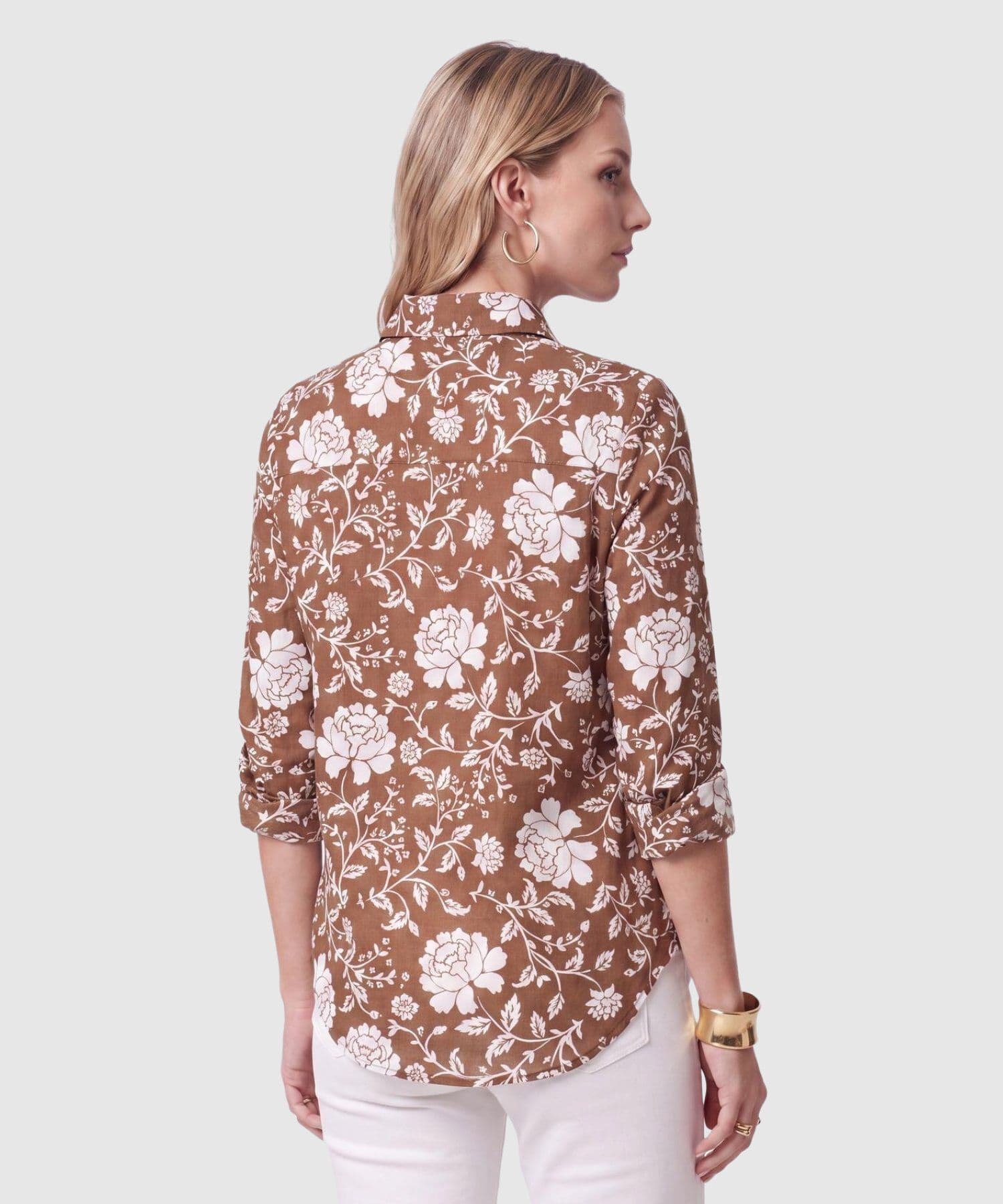 Camisa Oliva Edición Lino café para mujer, vista 4