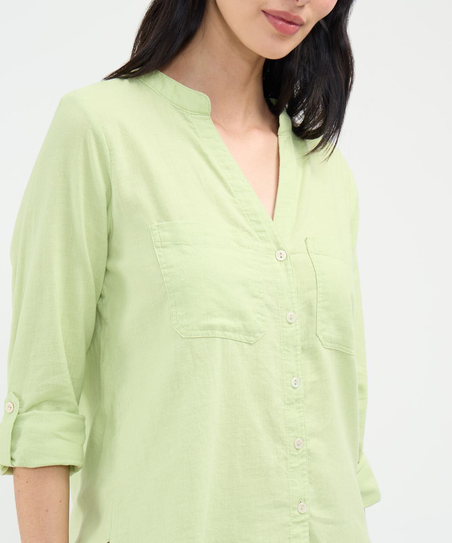 Blusa Tierra Edición Lino verde oliva para mujer, vista 3