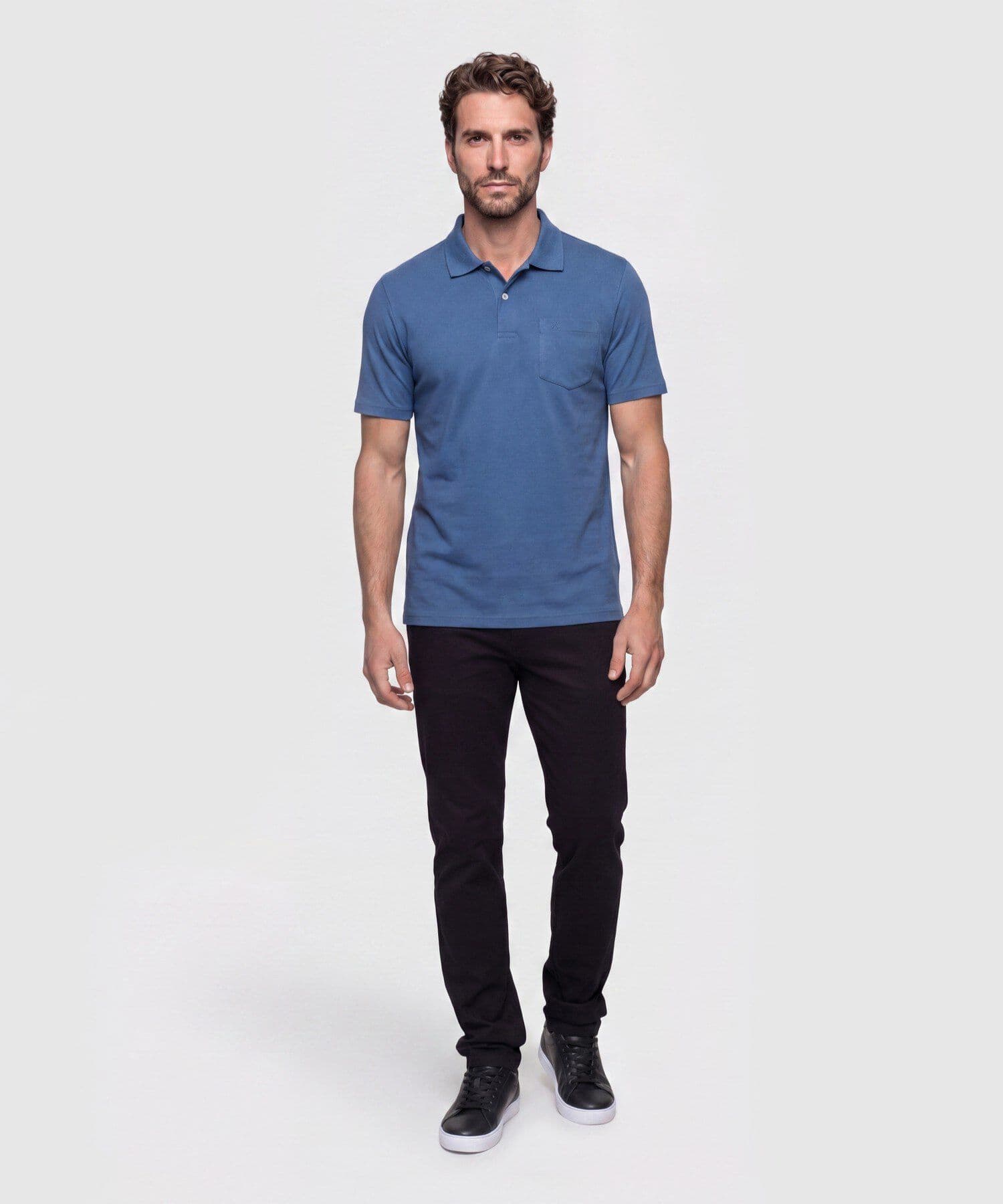 Polo Carmín de Ciudad azul marino para hombre, vista 2