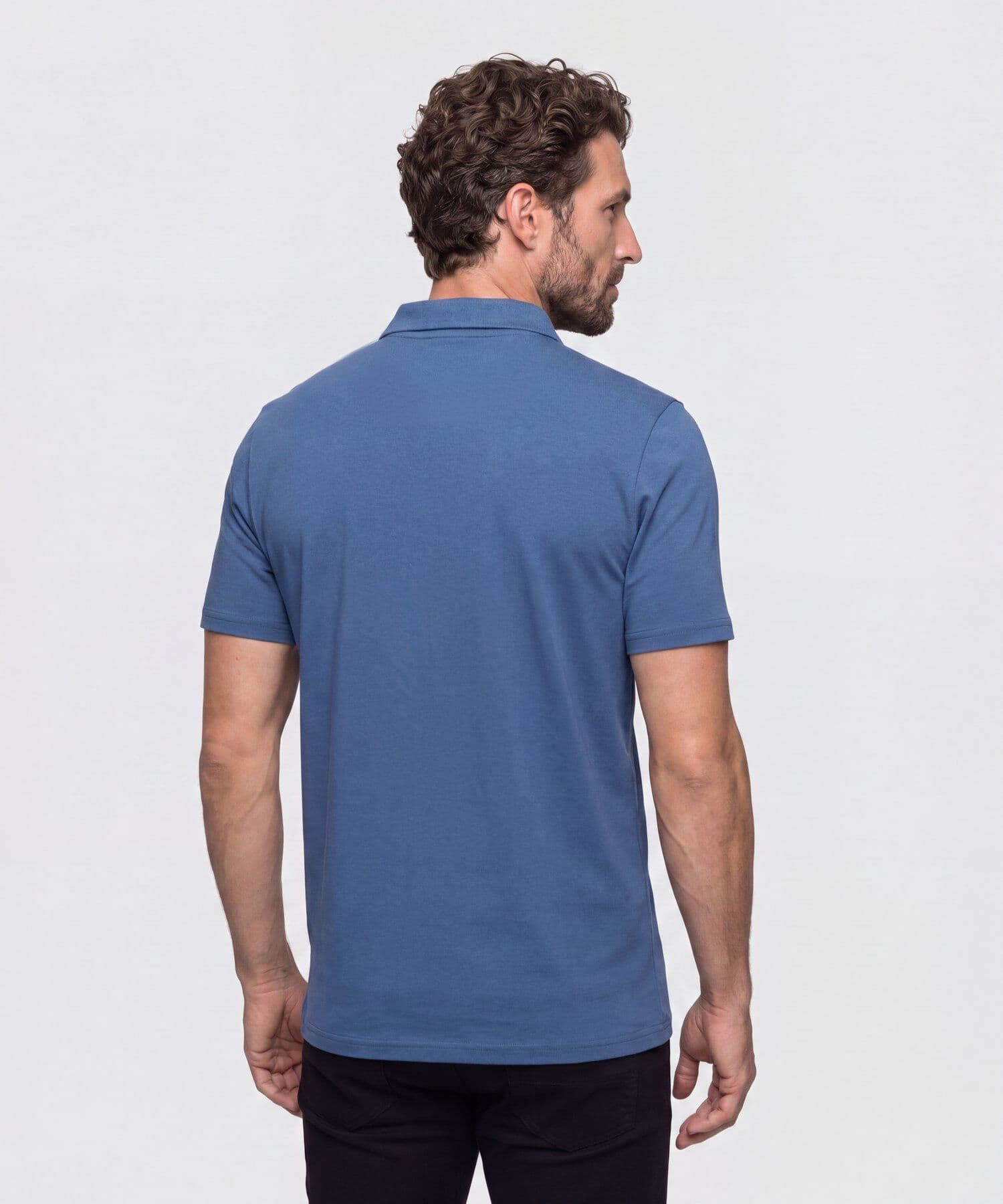 Polo Carmín de Ciudad azul marino para hombre, vista 4
