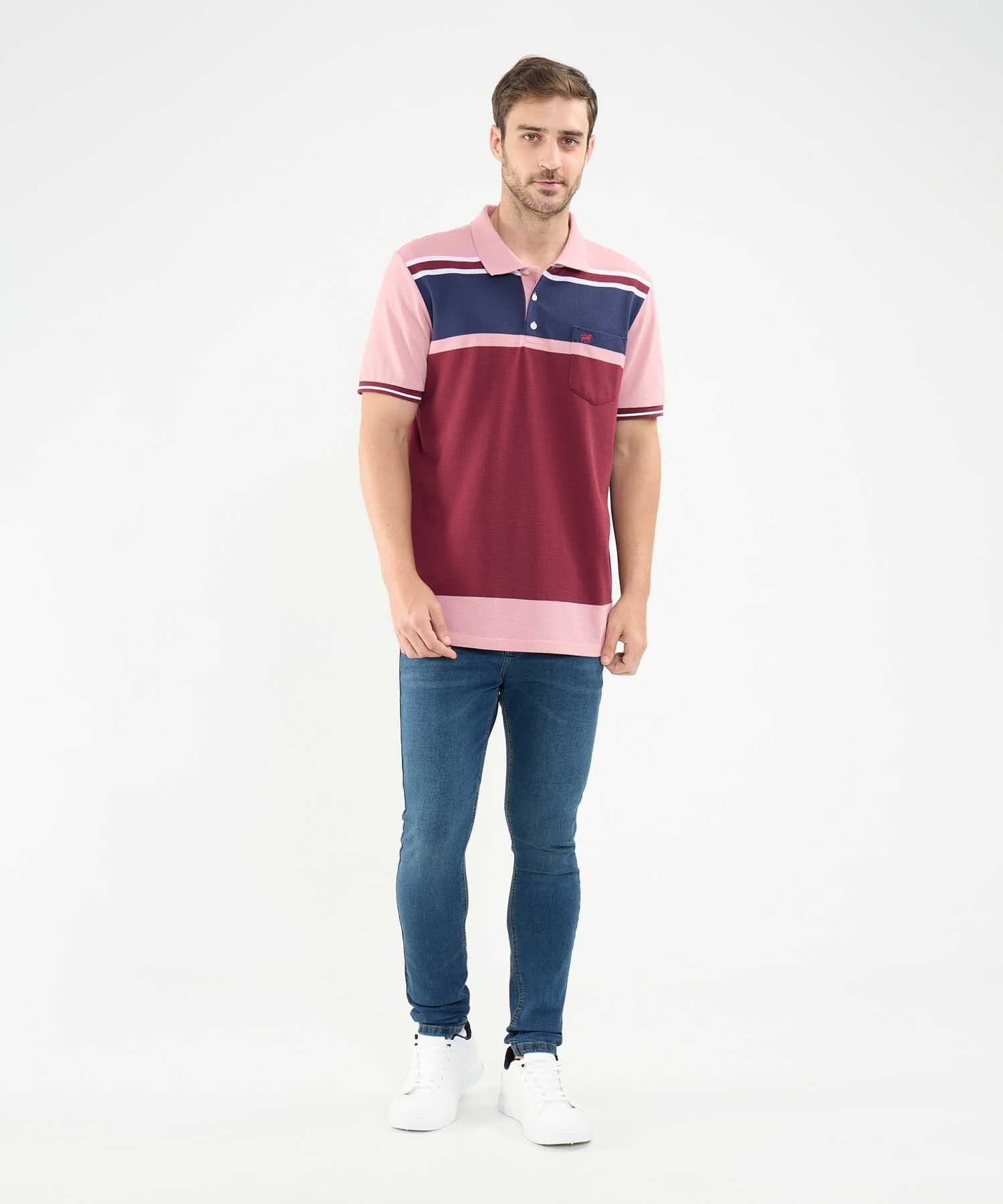 Polo Selva Suave rojo granada para hombre, vista 2