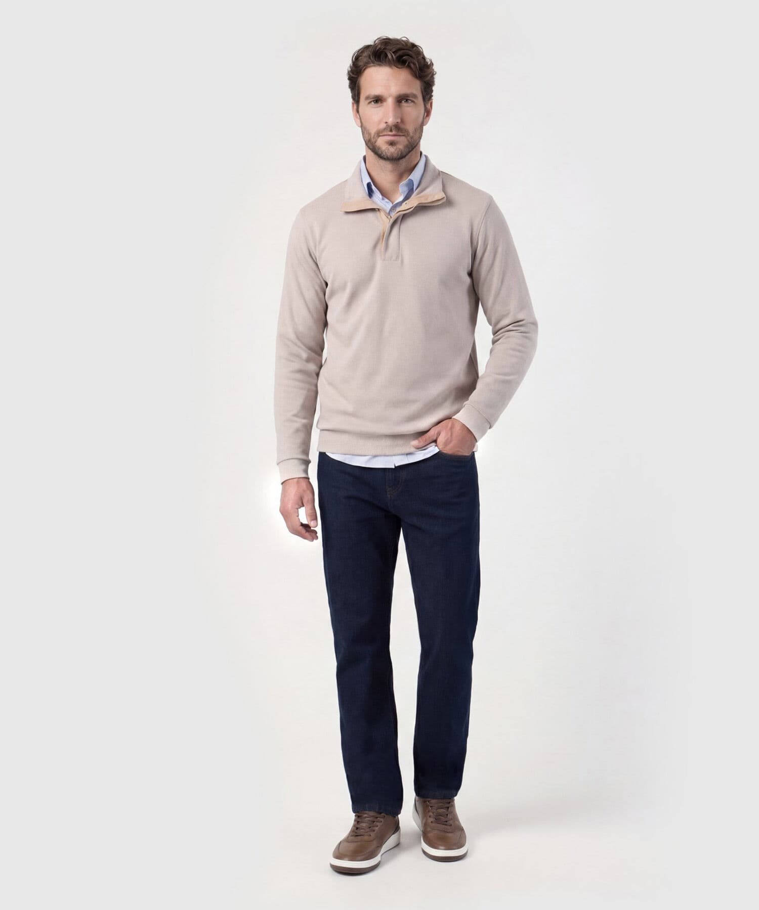 Buzo Elisa Fluido café para hombre, vista 2