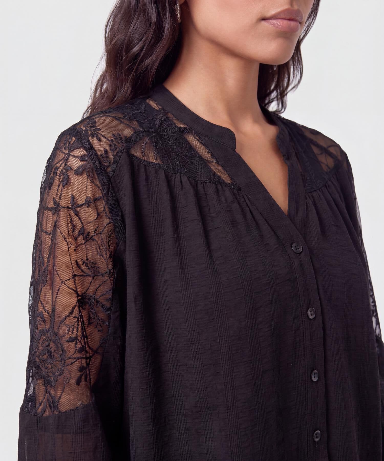 Blusa Ámbar Minimalista negro para mujer, vista 3
