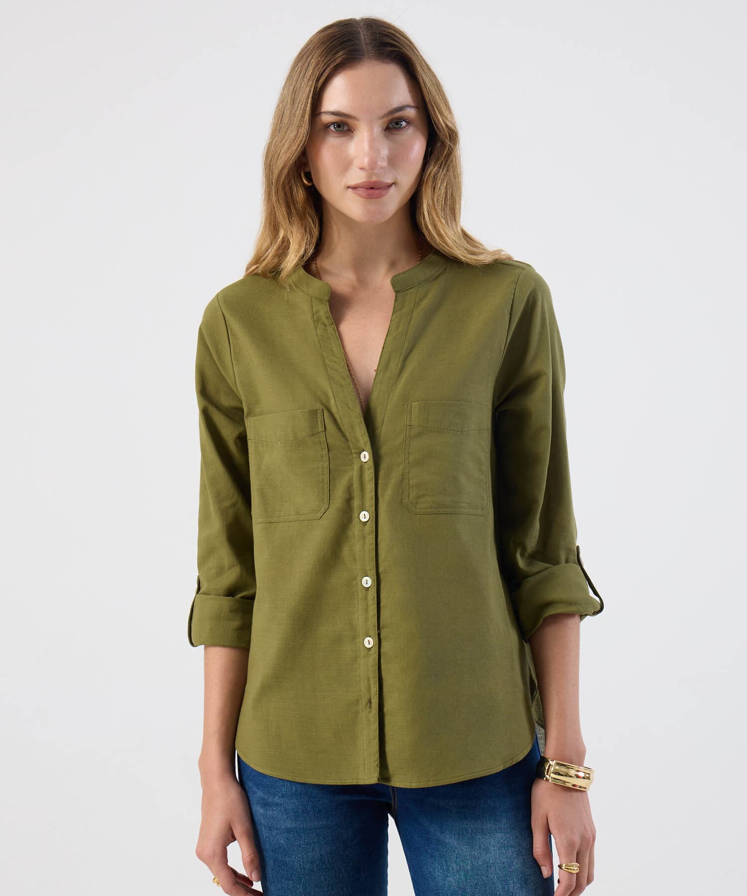 Blusa Valentina de Noche verde oliva para mujer, vista principal