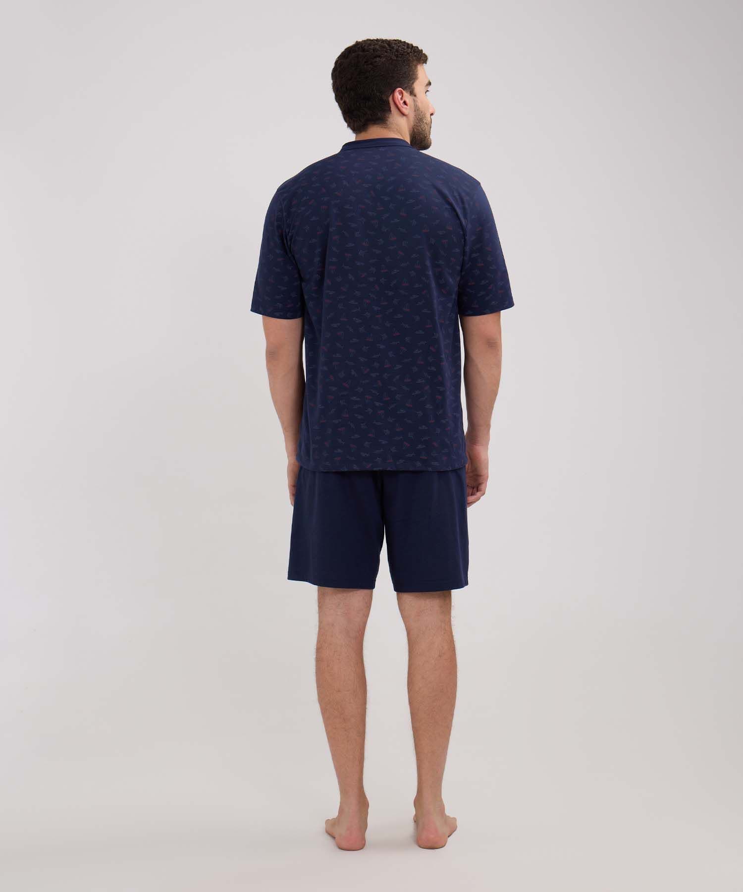 Pijama Coral de Viaje azul marino para hombre, vista 4