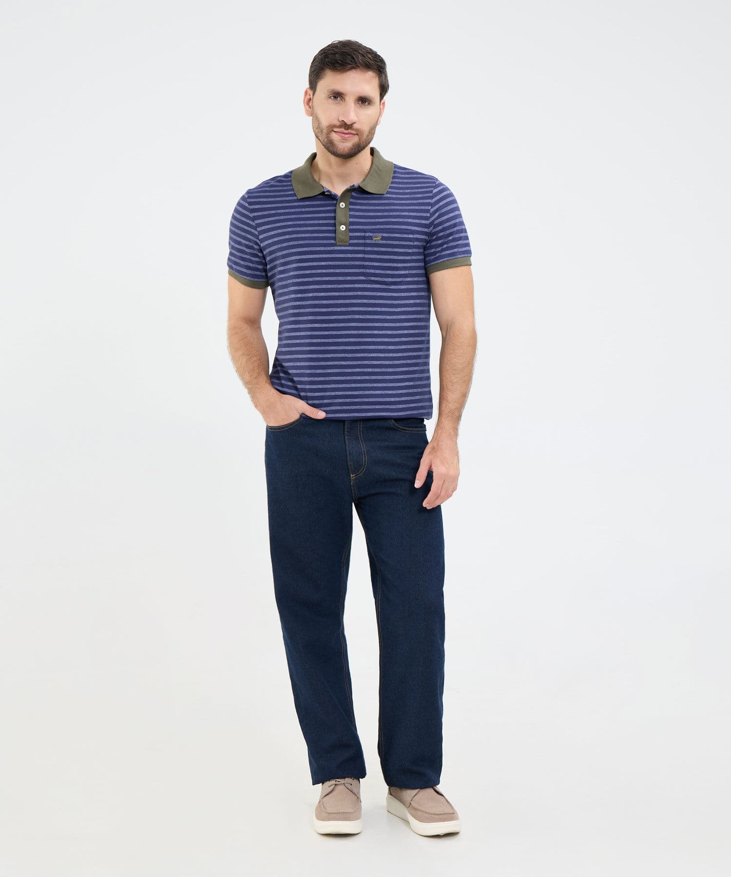 Polo Emilia Relajado azul marino para hombre, vista 2