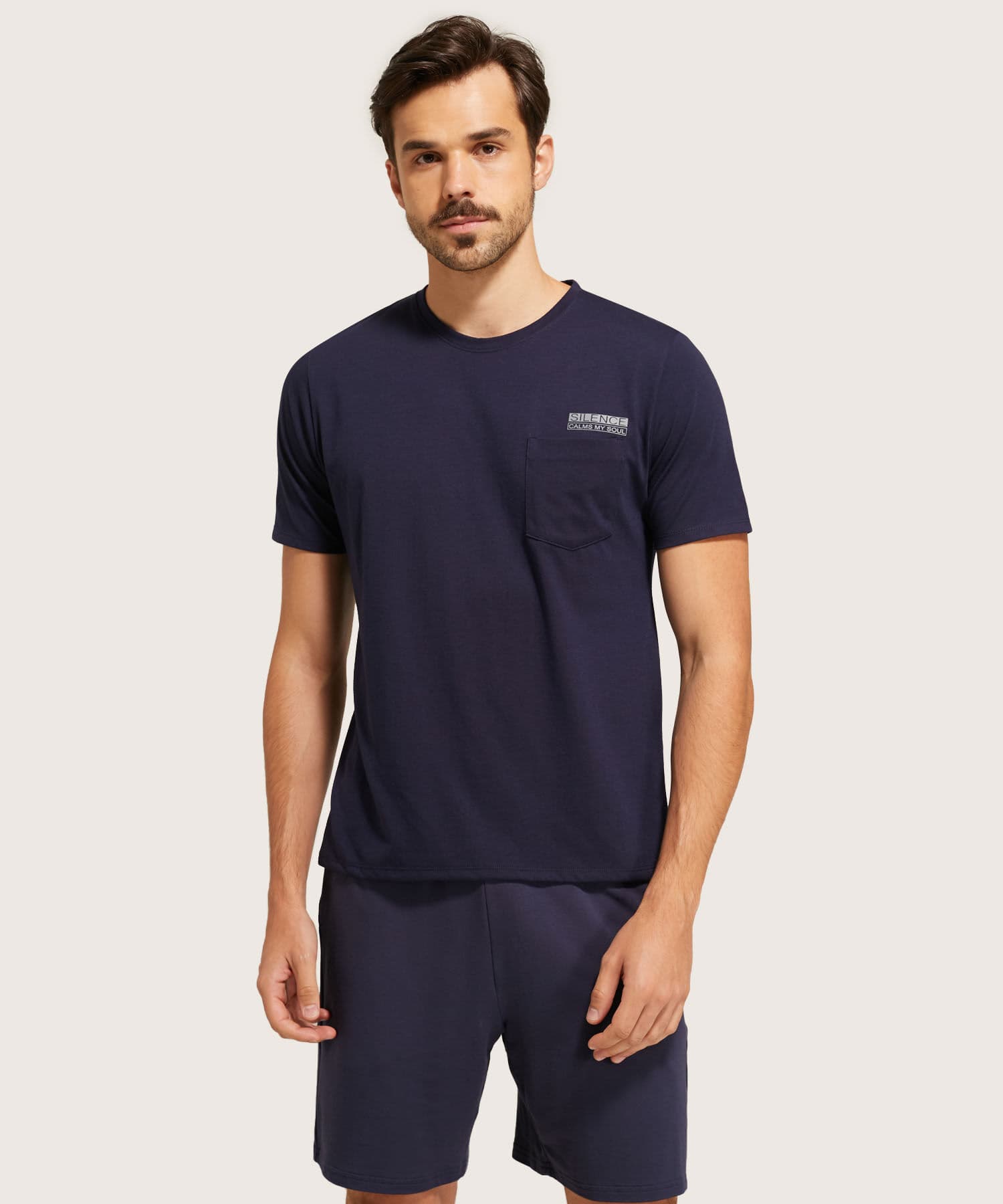 Bermuda Sabana Texturizado azul marino para hombre, vista principal
