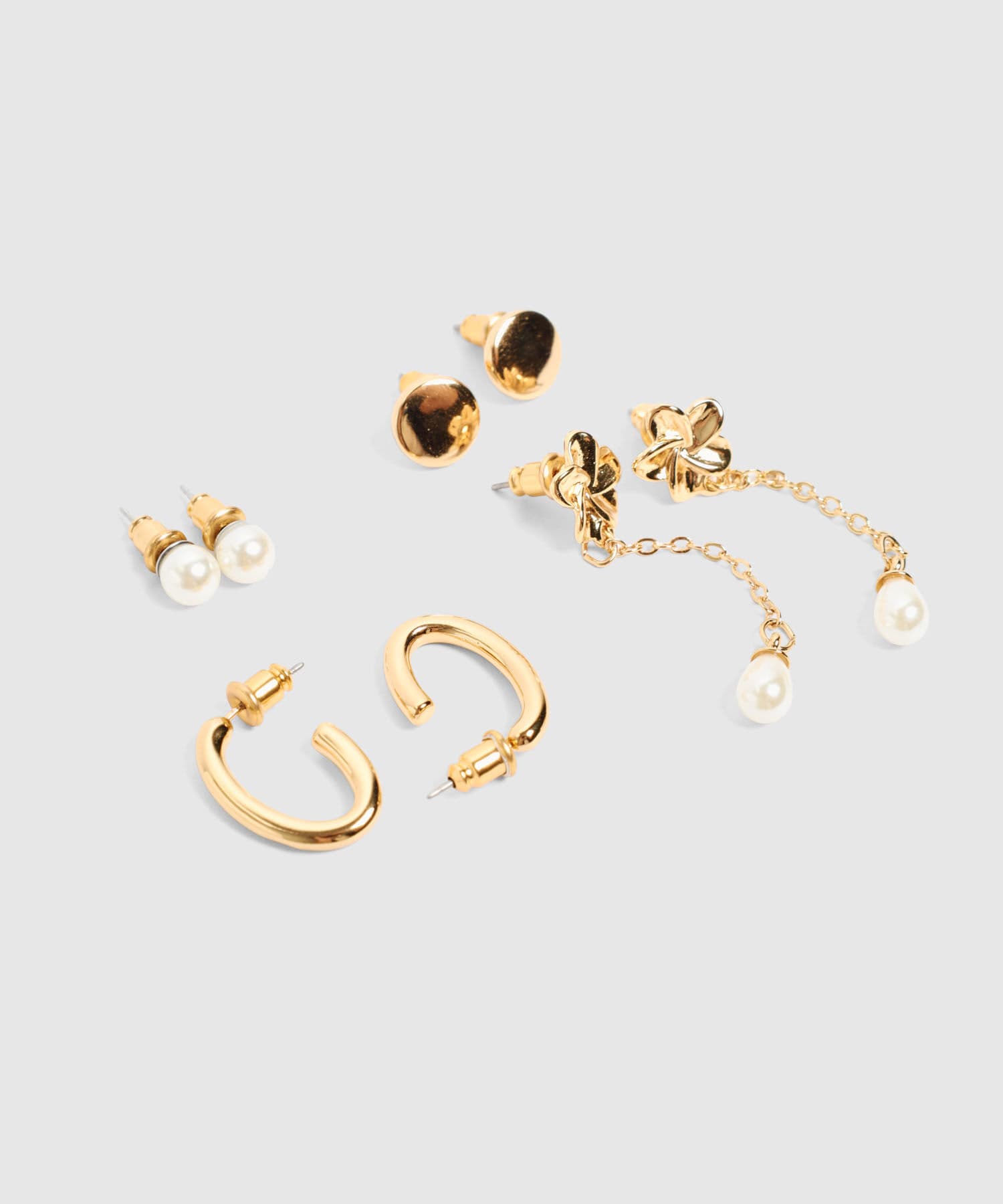 Aretes Candelaria Minimalista dorado para mujer, vista 2