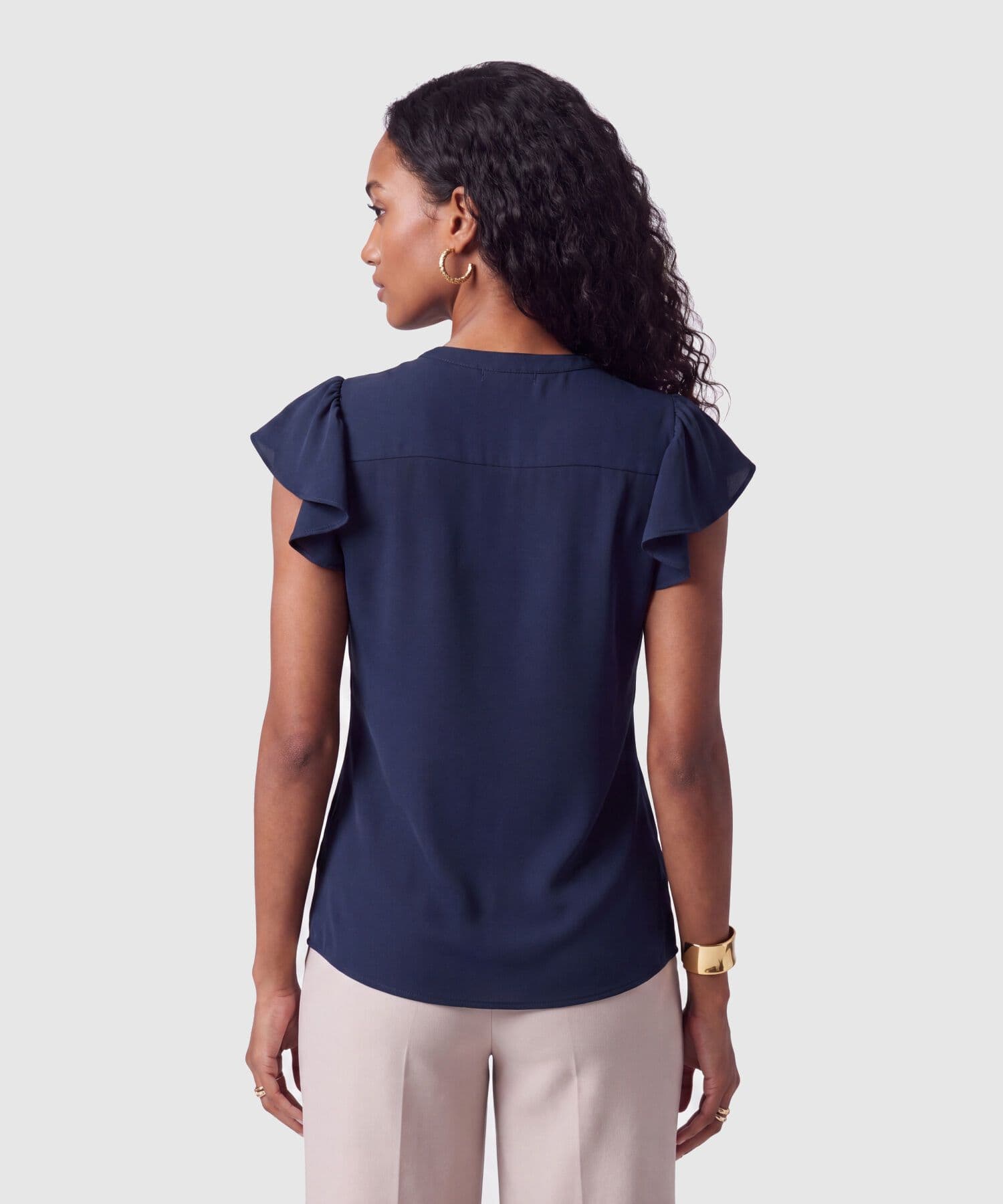 Blusa Sabana Minimalista azul marino para mujer, vista 4