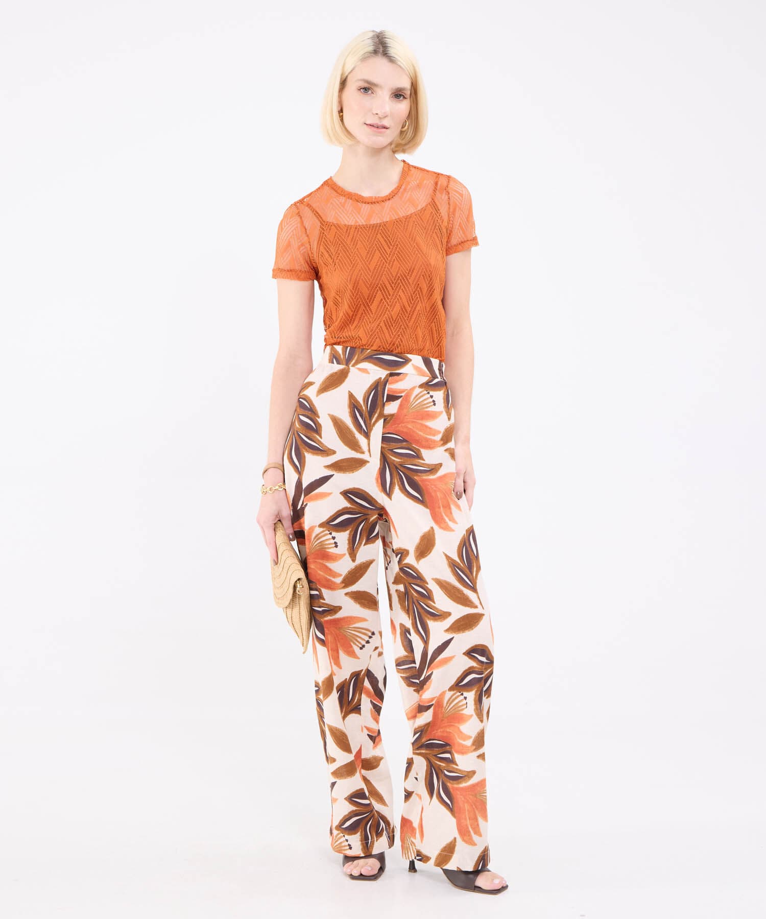 Pantalón Andina Texturizado naranja para mujer, vista 2