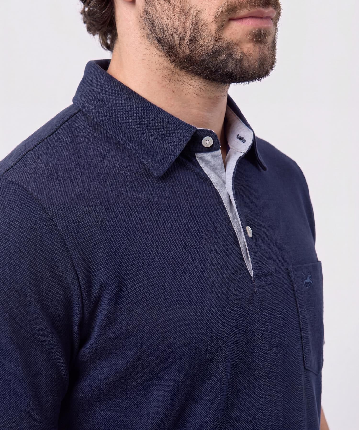 Polo Flora Suave azul marino para hombre, vista 3
