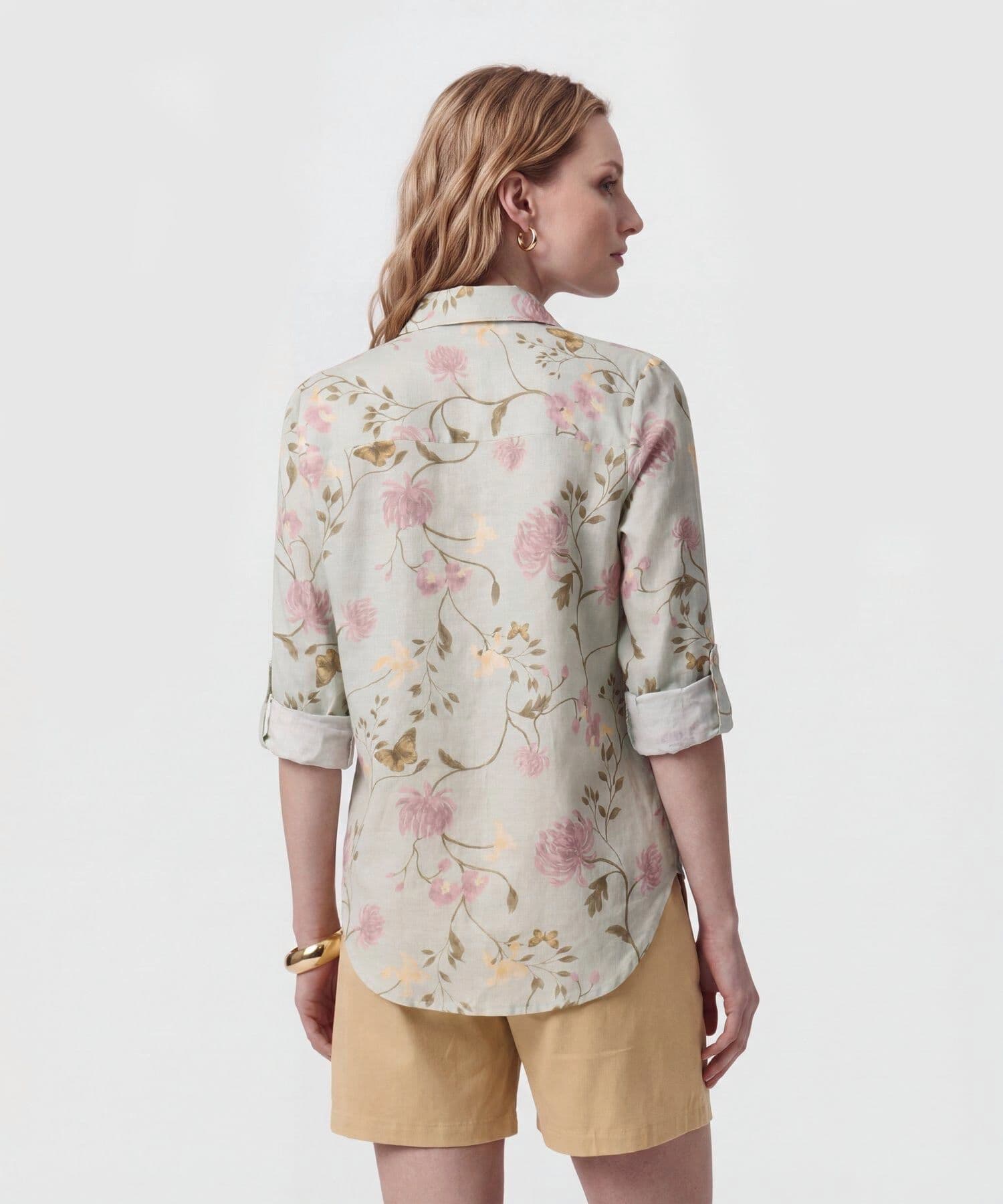 Camisa Horizonte Edición Lino verde oliva para mujer, vista 4