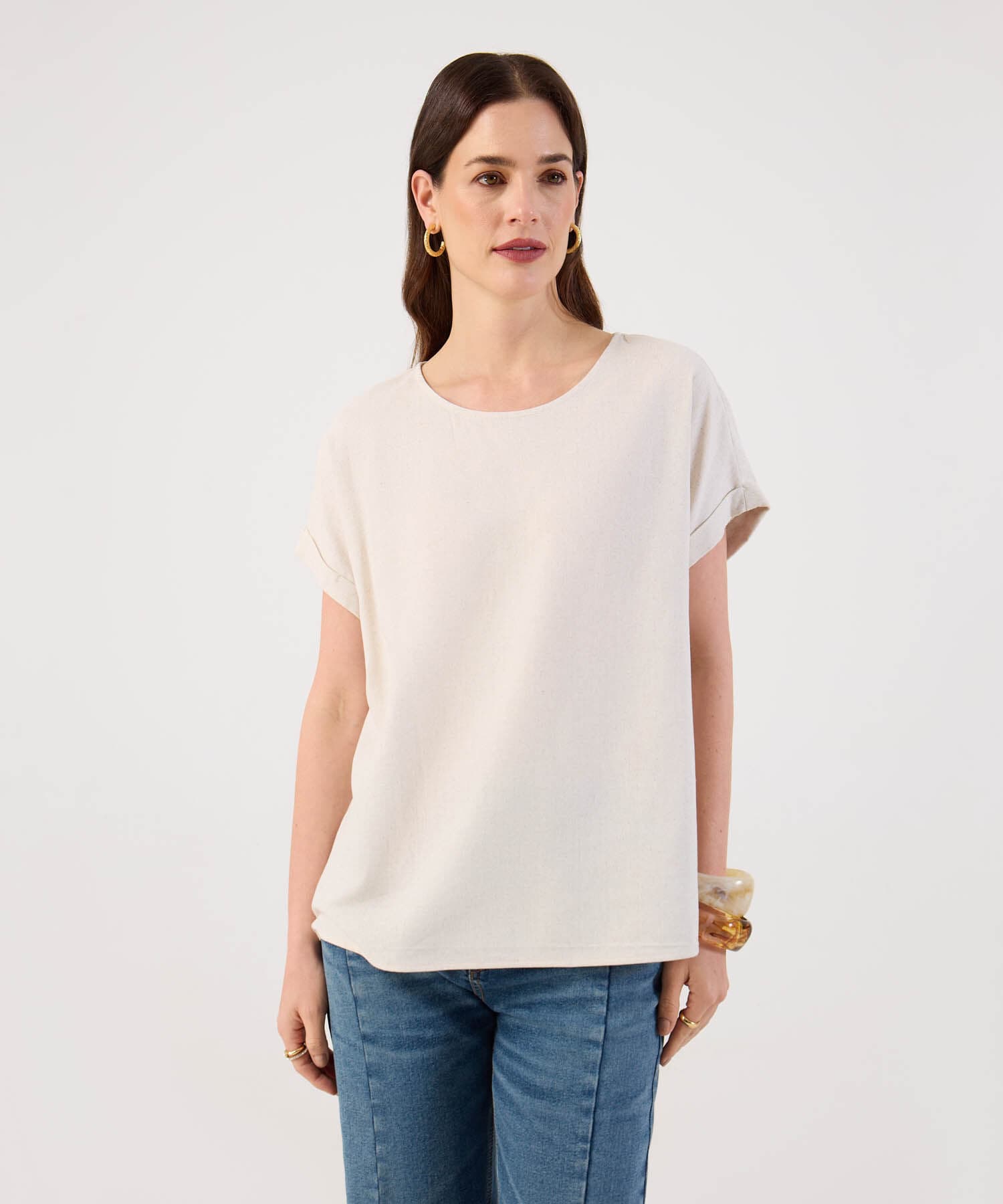 Blusa Carmín Edición Lino arena para mujer, vista principal