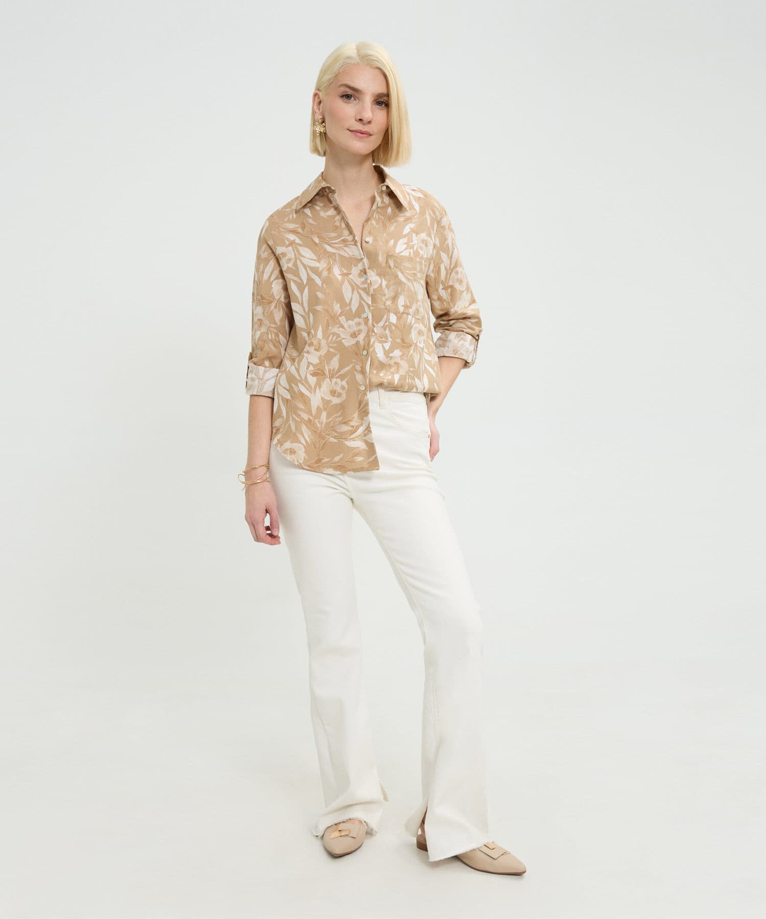 Camisa Sierra Natural café para mujer, vista 2