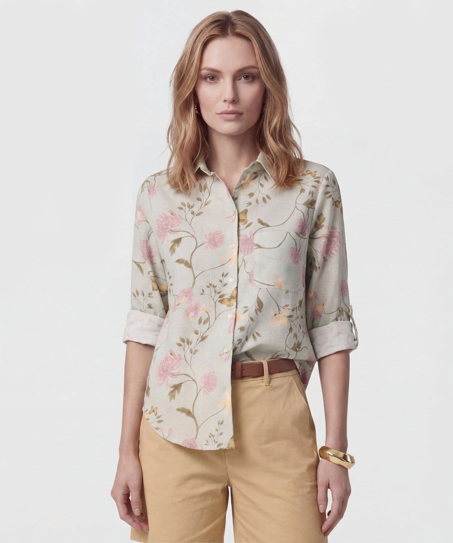 Camisa Isadora Relajado verde oliva para mujer, vista principal