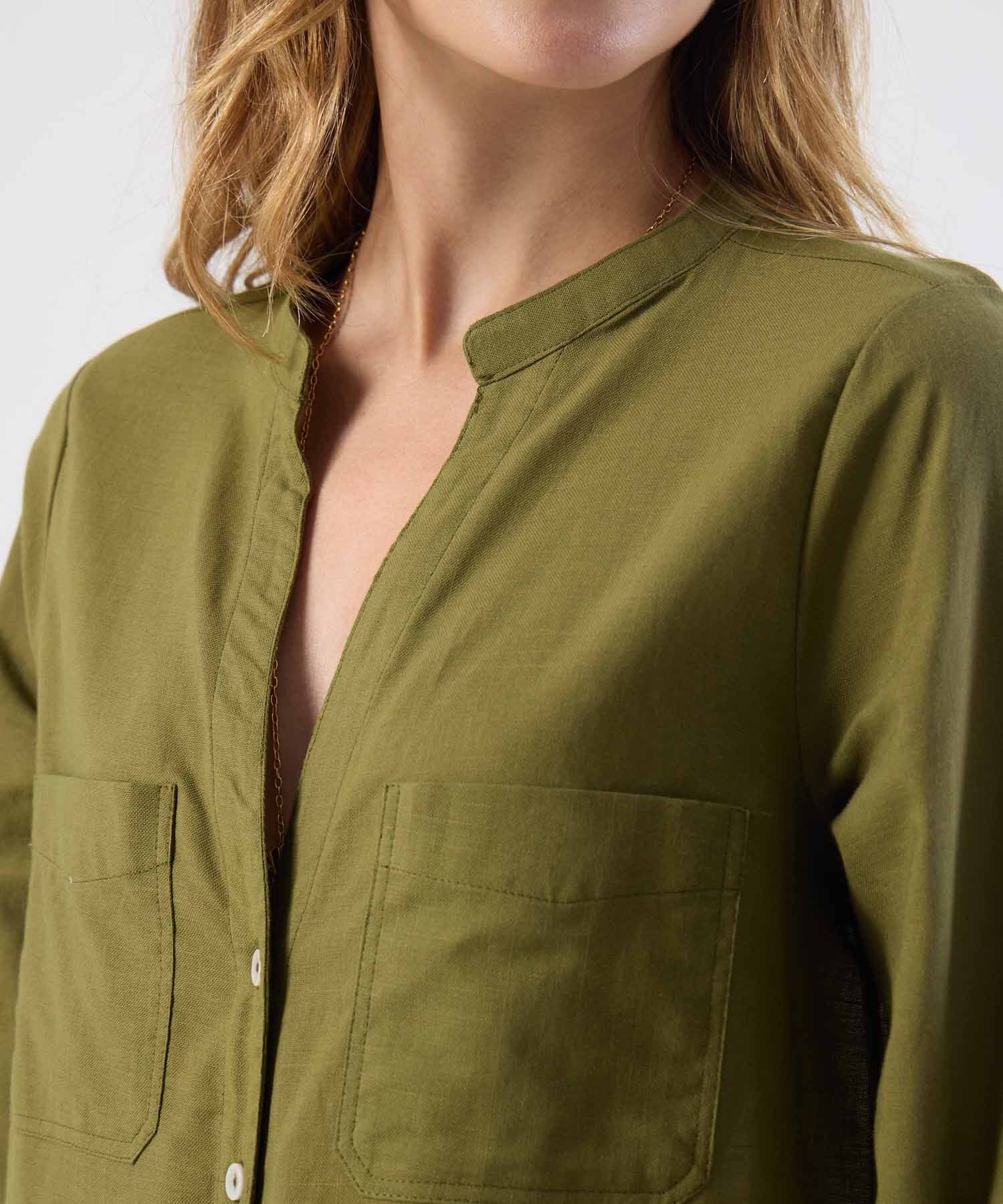 Blusa Valentina de Noche verde oliva para mujer, vista 3