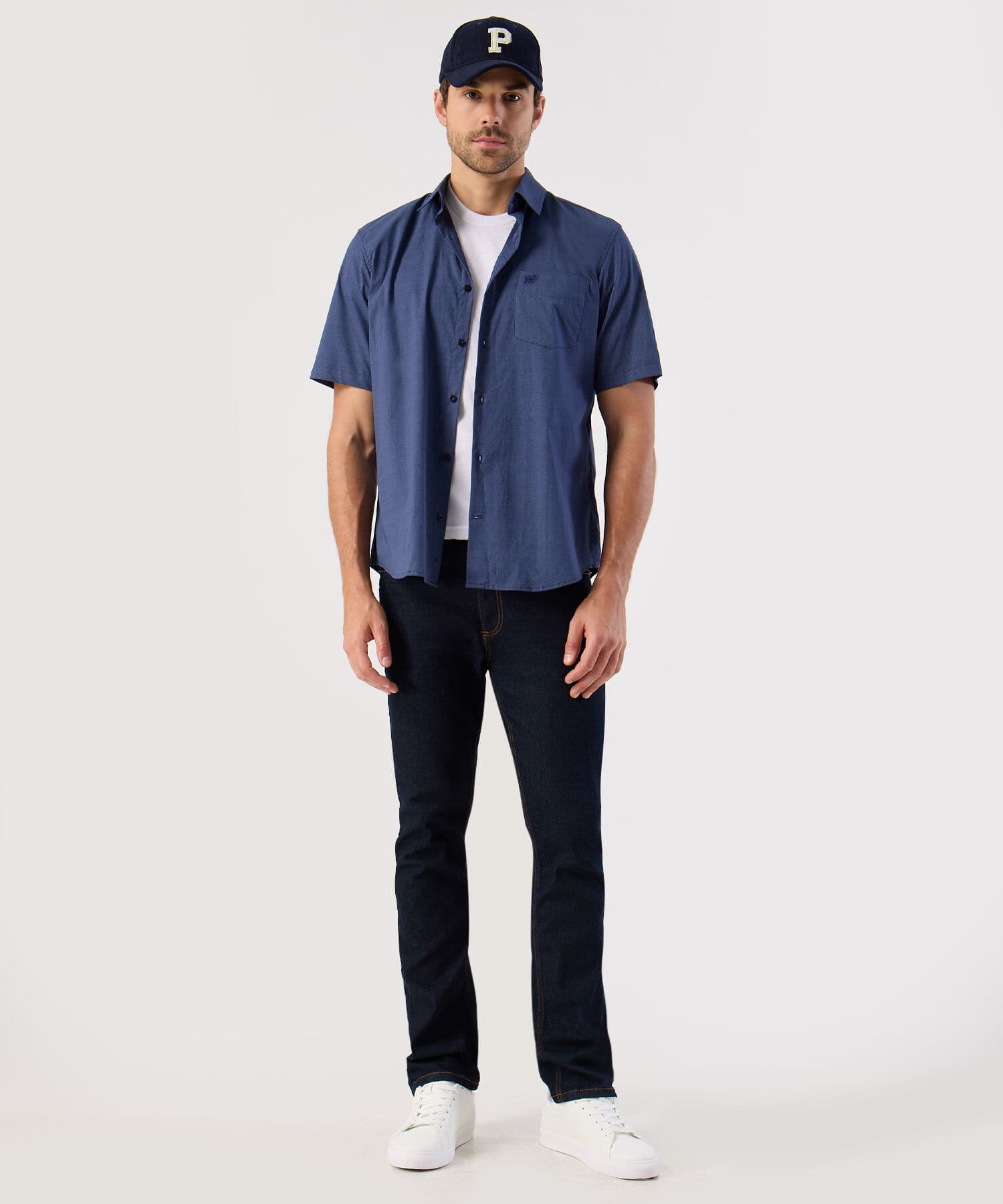 Camisa Orquídea Minimalista azul marino para hombre, vista 2