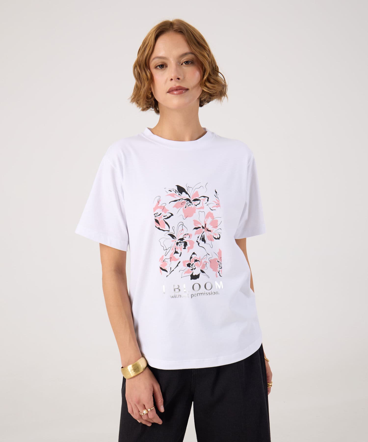 Camiseta Andina Texturizado blanco para mujer, vista principal