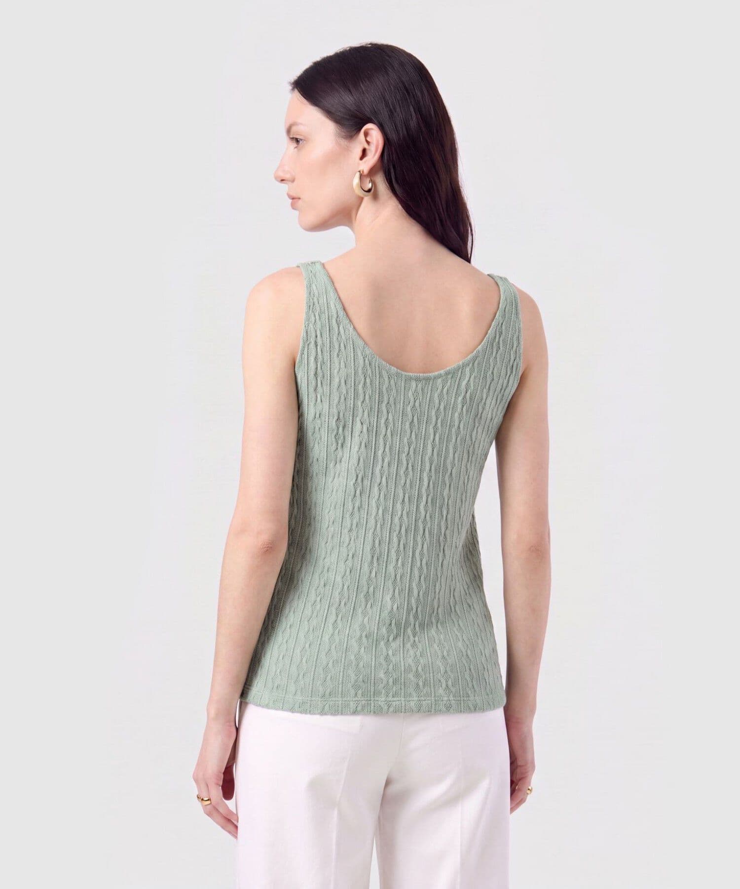 Camiseta Bahía Texturizado verde oliva para mujer, vista 4