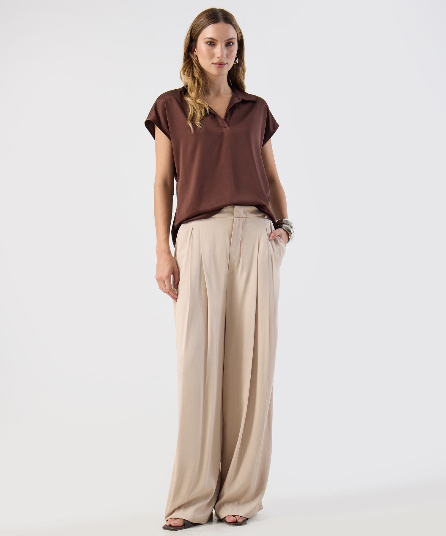 Blusa Valentina Suave café para mujer, vista 2