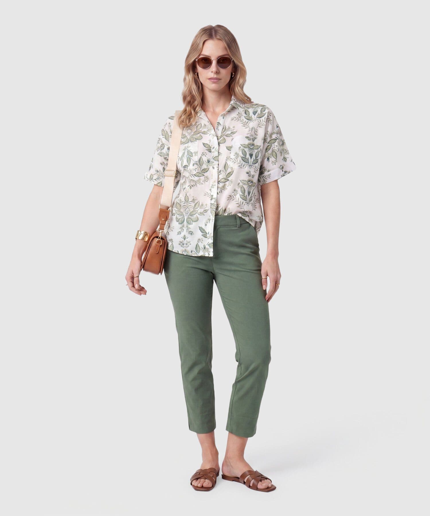Camisa Laguna Sastre verde oliva para mujer, vista 2