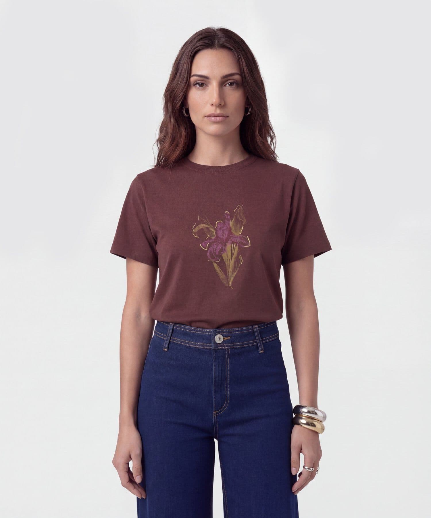 Camiseta Selva Edición Lino café para mujer, vista principal
