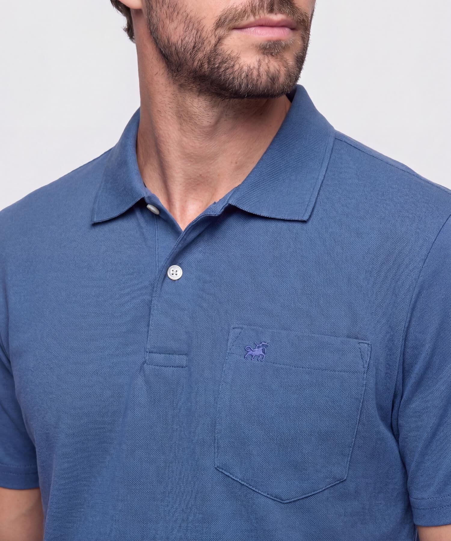 Polo Carmín de Ciudad azul marino para hombre, vista 3