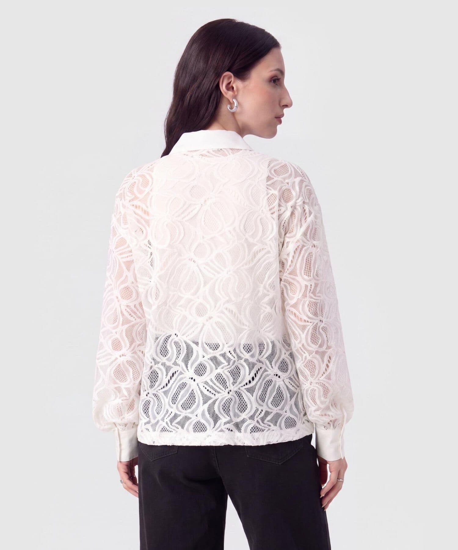 Camisa Serena Fluido blanco para mujer, vista 4