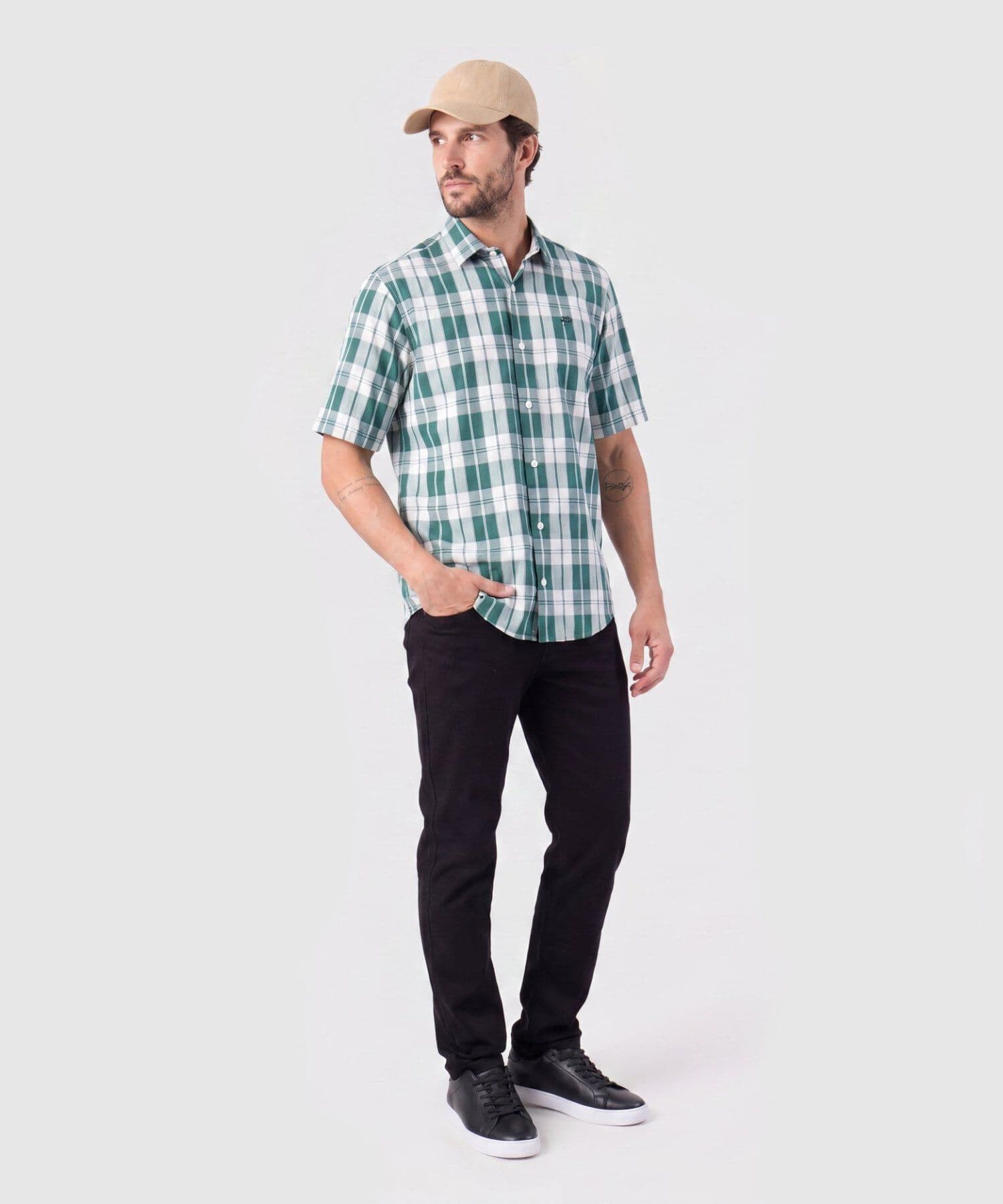 Camisa Niebla Texturizado verde oliva para hombre, vista 2