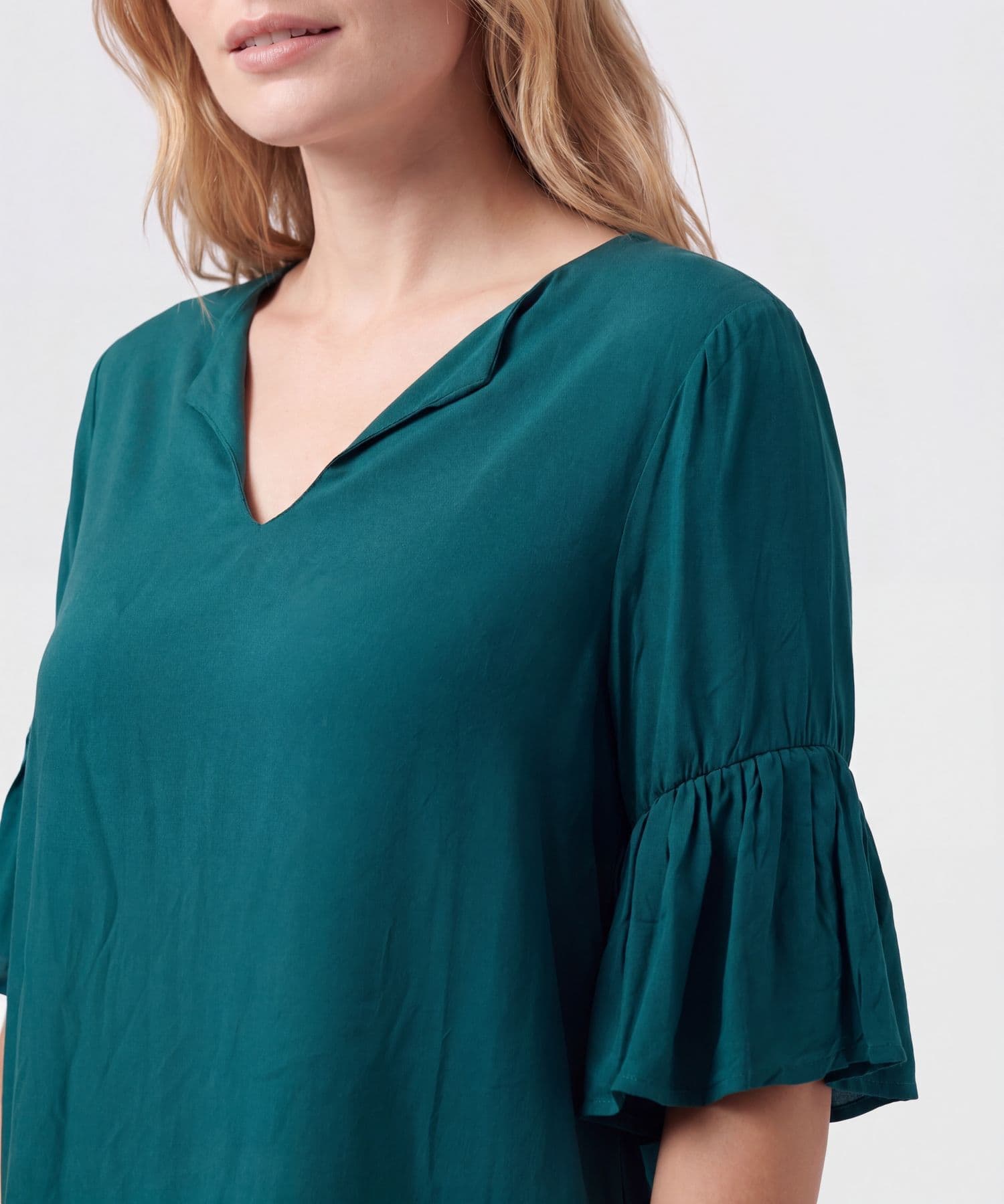 Blusa Violeta Fluido verde oliva para mujer, vista 3