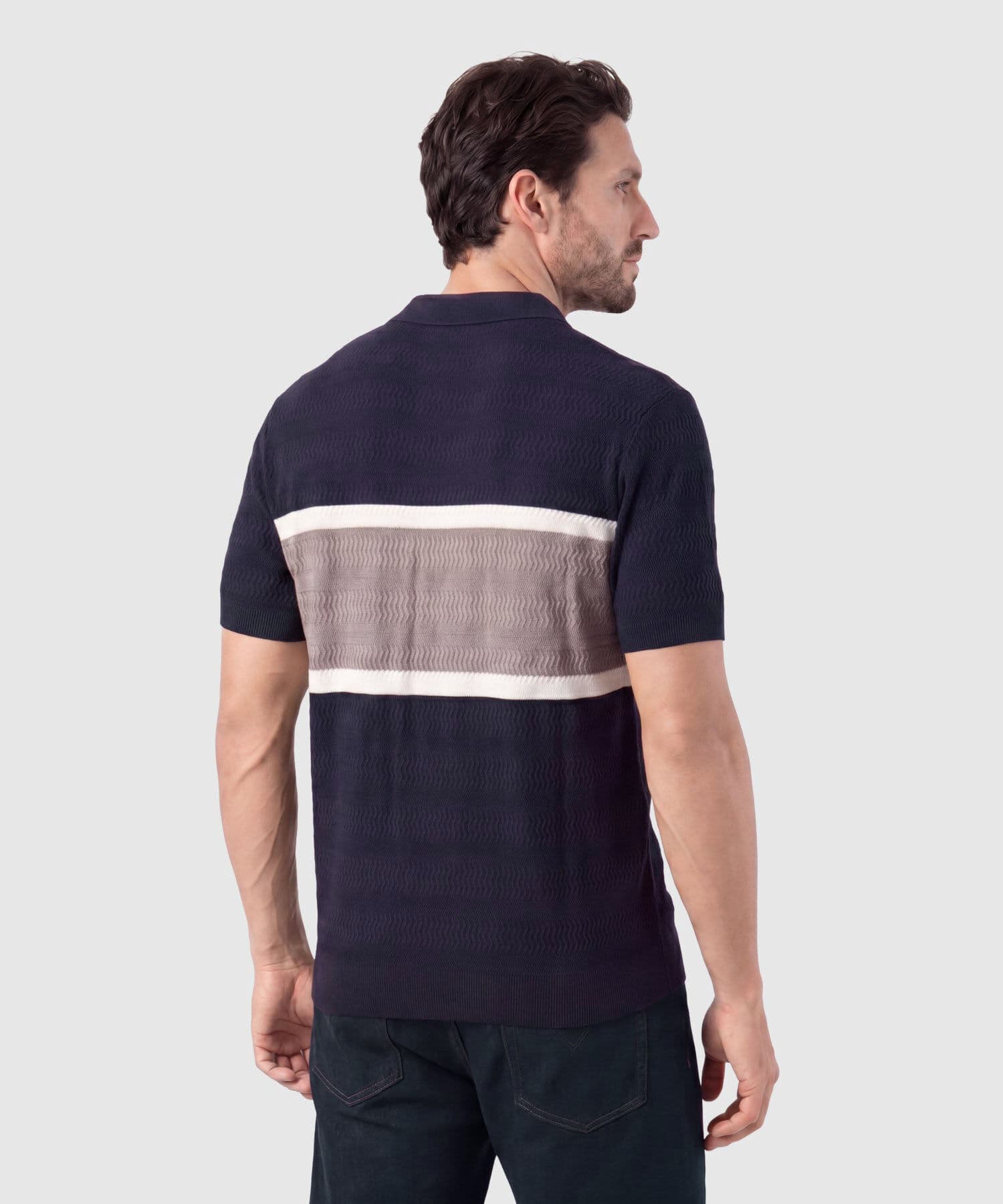Polo Cauce Relajado azul marino para hombre, vista 4