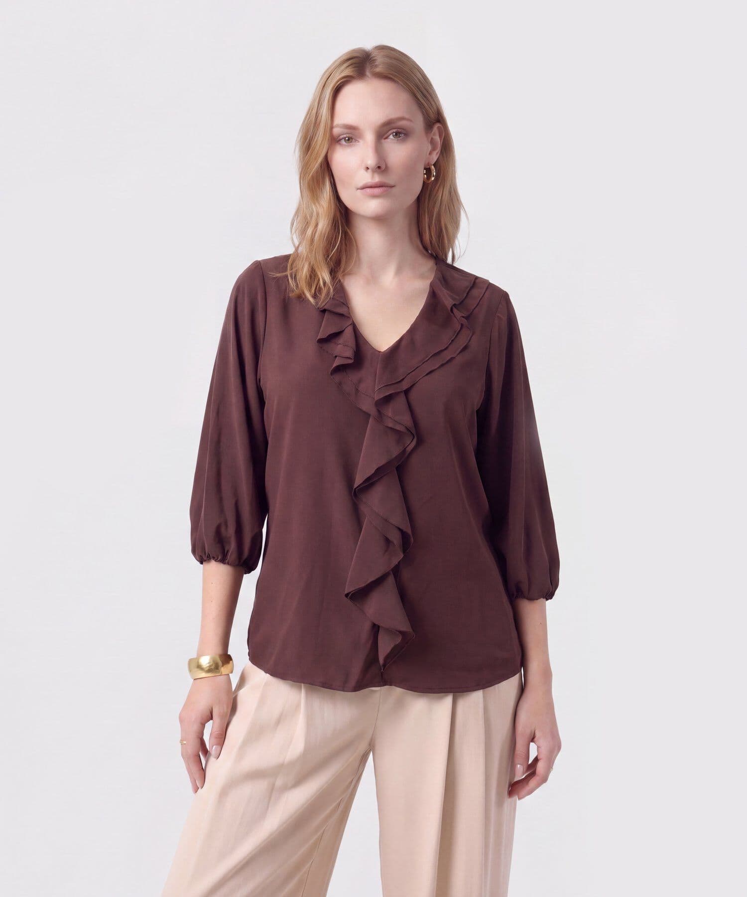 Blusa Marfil de Noche café para mujer, vista principal