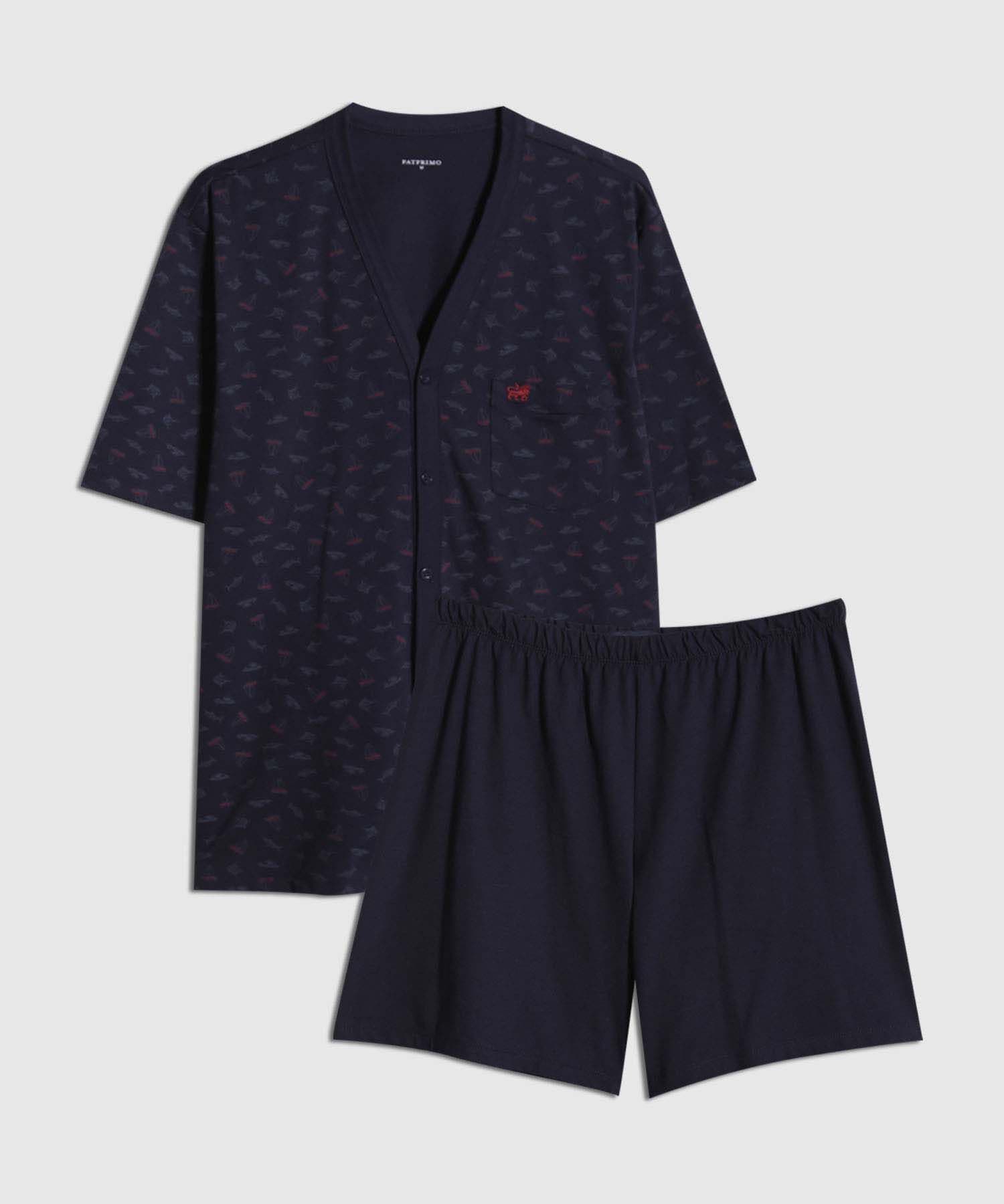 Pijama Coral de Viaje azul marino para hombre, vista 5
