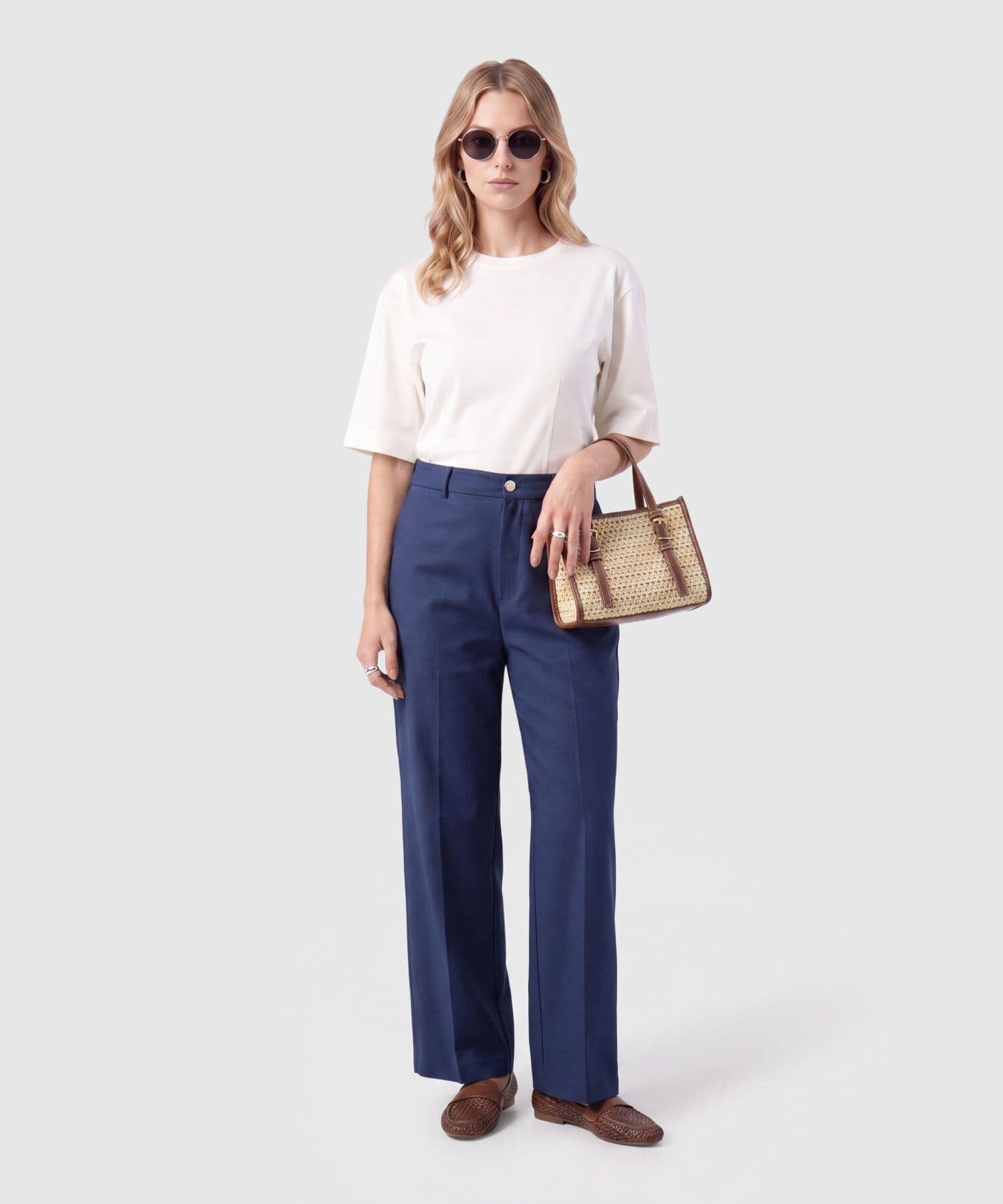 Pantalón Serena Edición Lino azul marino para mujer, vista 2