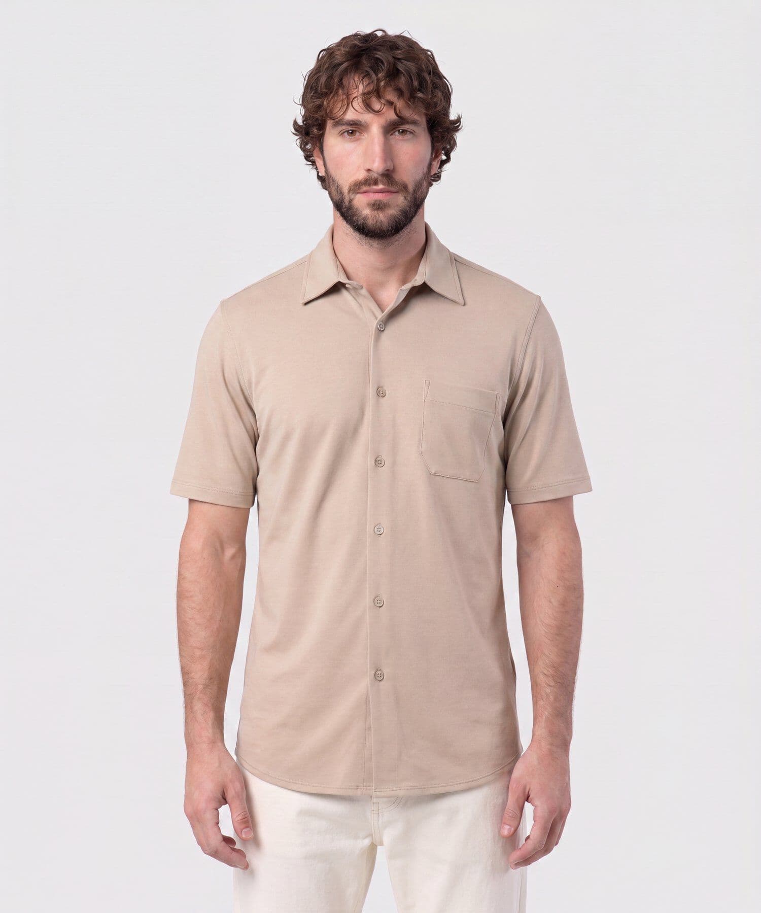 Camisa Serena Edición Lino café para hombre, vista principal