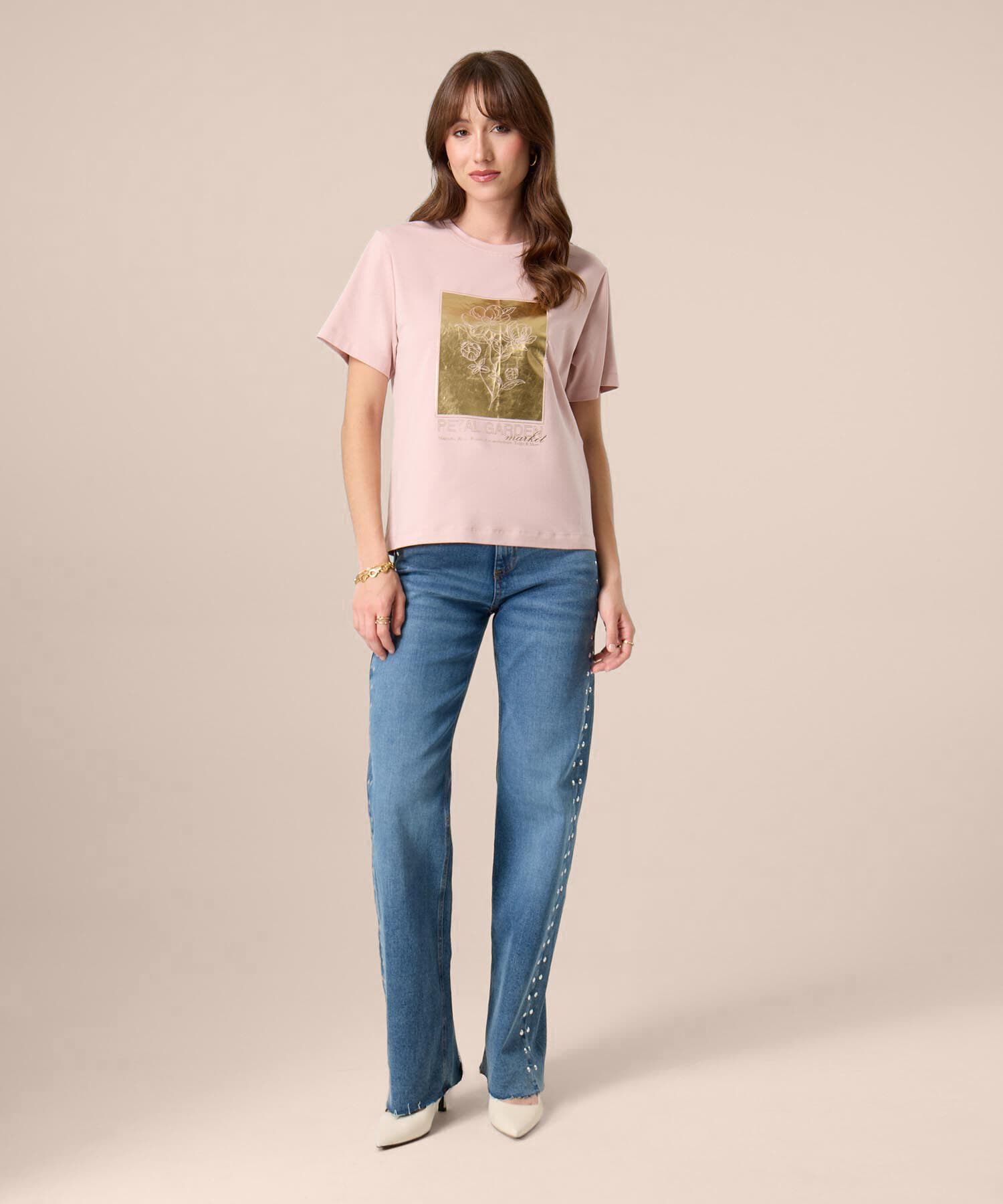 Camiseta Cauce Texturizado rosa empolvado para mujer, vista 2