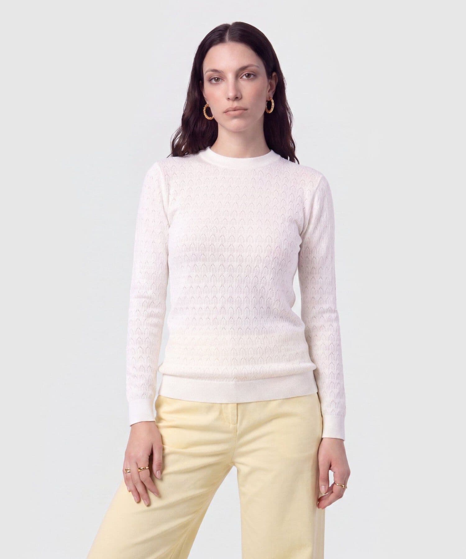 Buzo Flora Minimalista blanco para mujer, vista principal