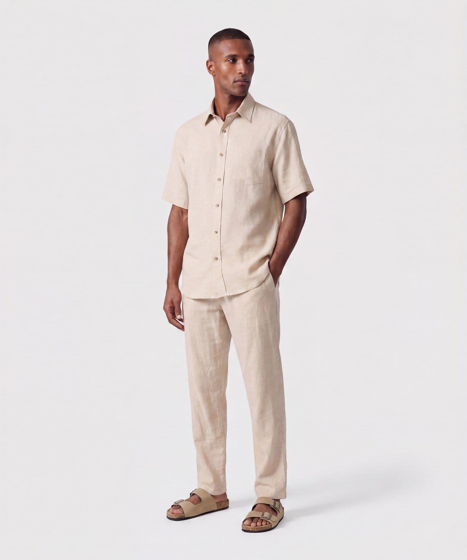 Camisa Amalia Relajado arena para hombre, vista 2
