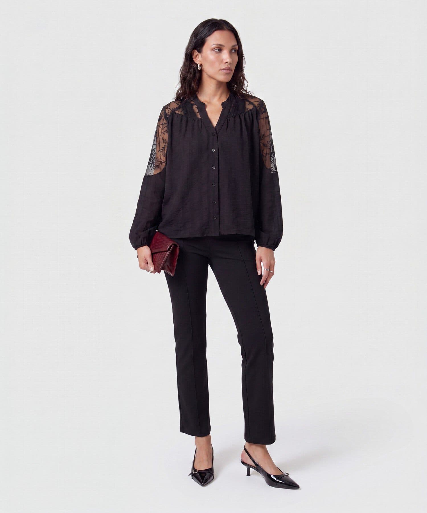 Blusa Ámbar Minimalista negro para mujer, vista 2