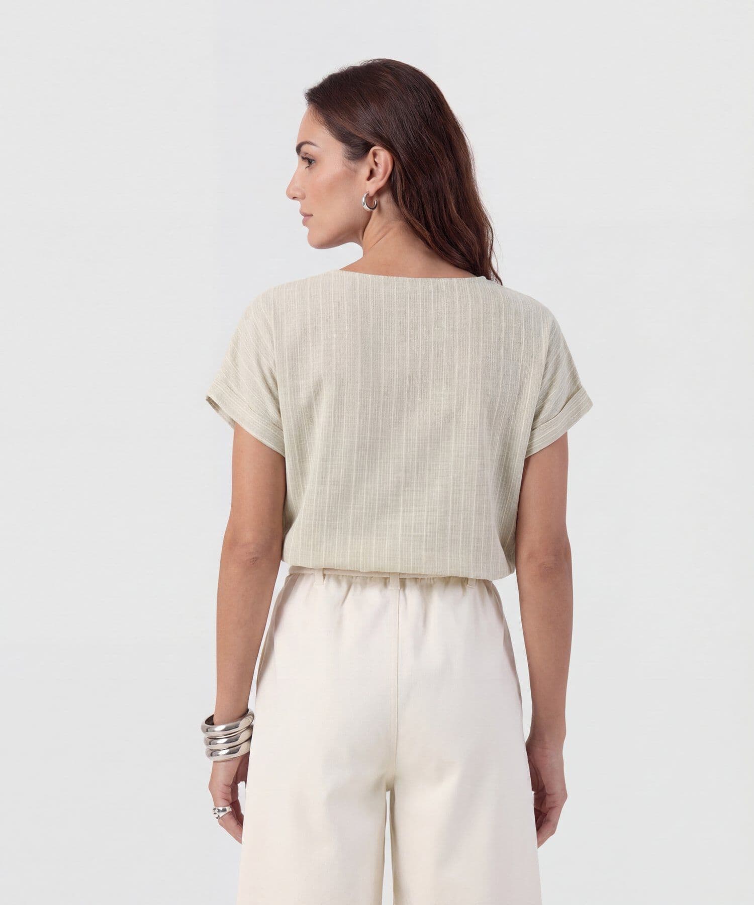 Blusa Cauce Minimalista verde oliva para mujer, vista 4