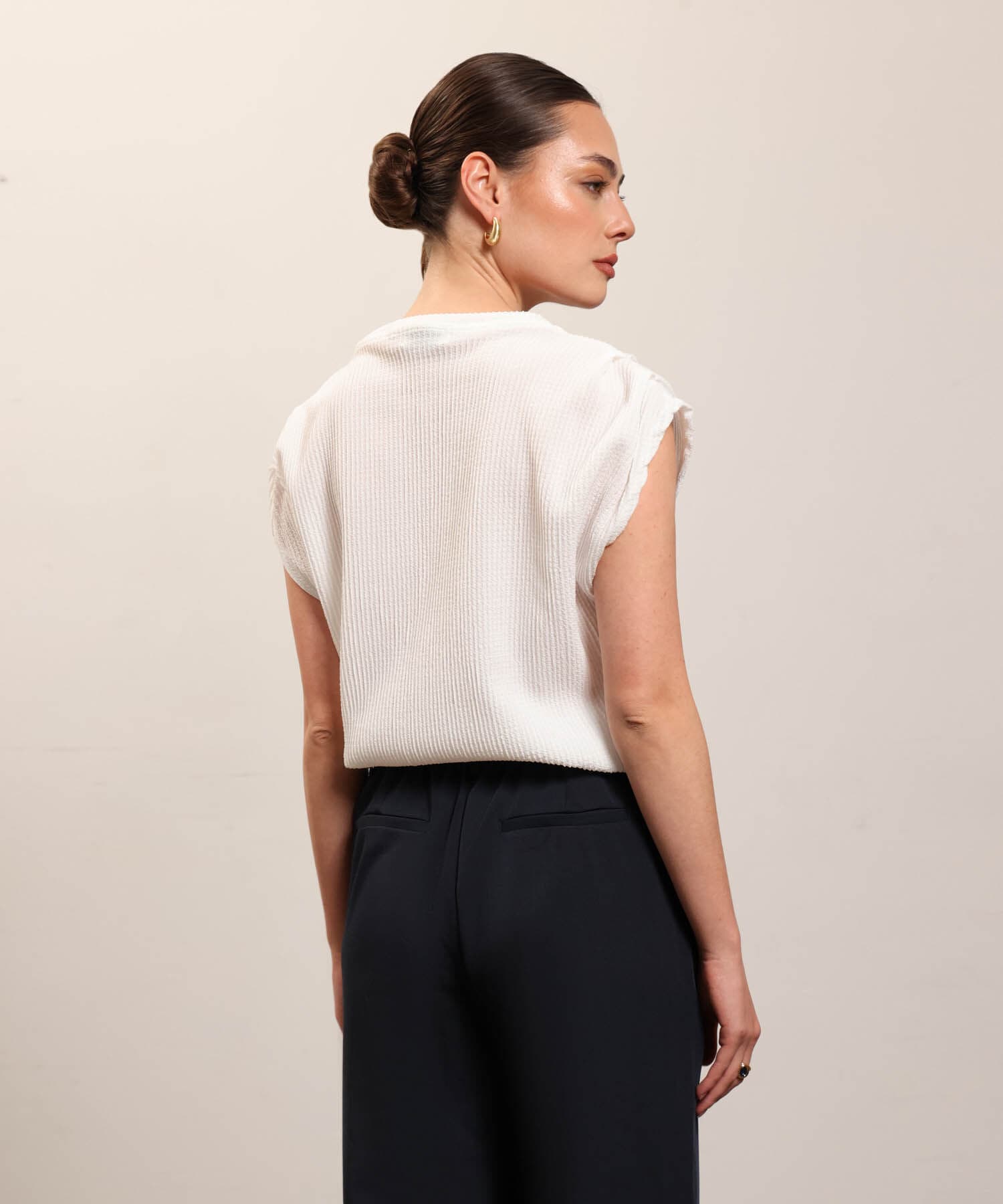 Camiseta Guayacán Texturizado blanco para mujer, vista 4