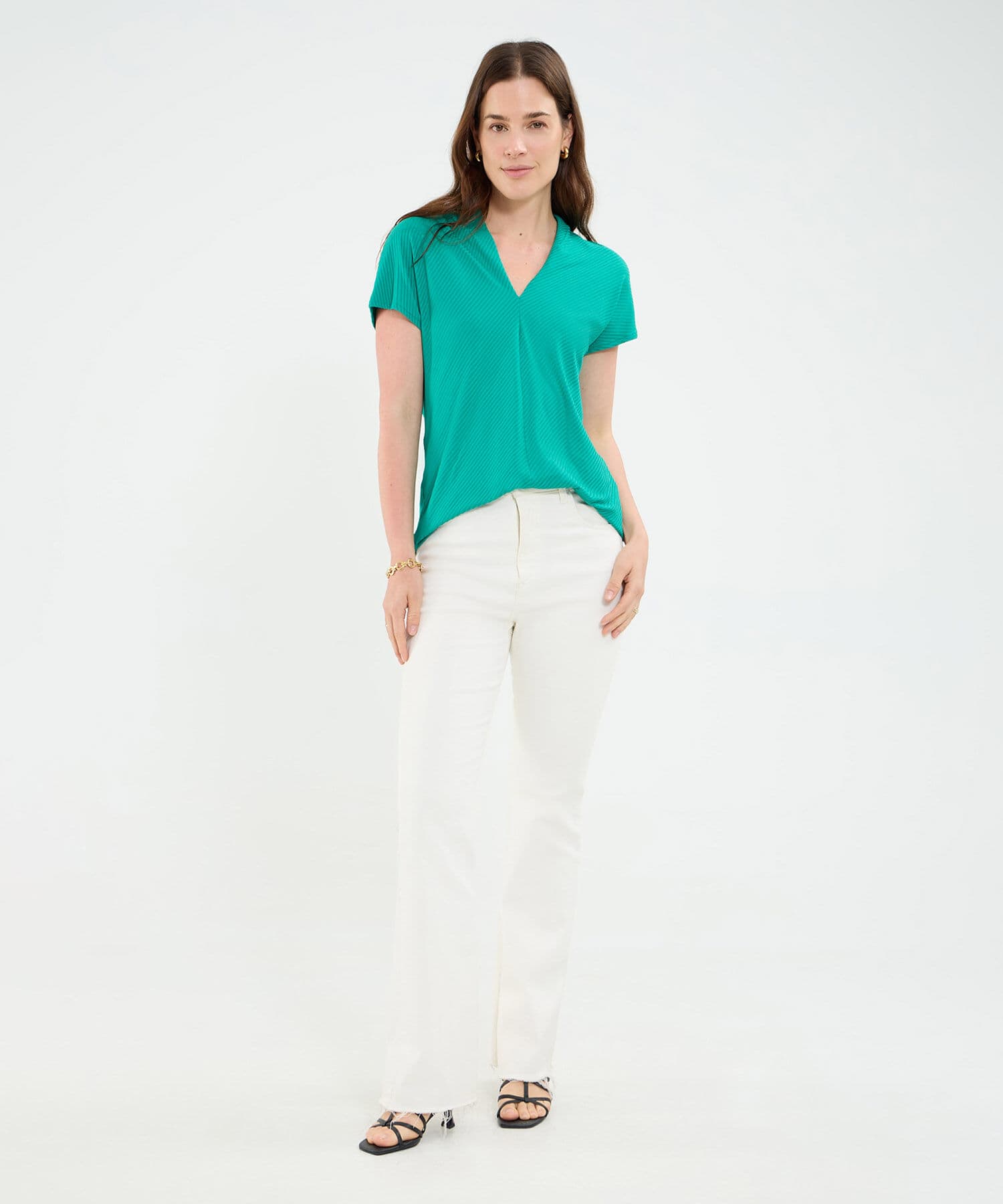 Camiseta Cobalto Edición Lino verde oliva para mujer, vista 2