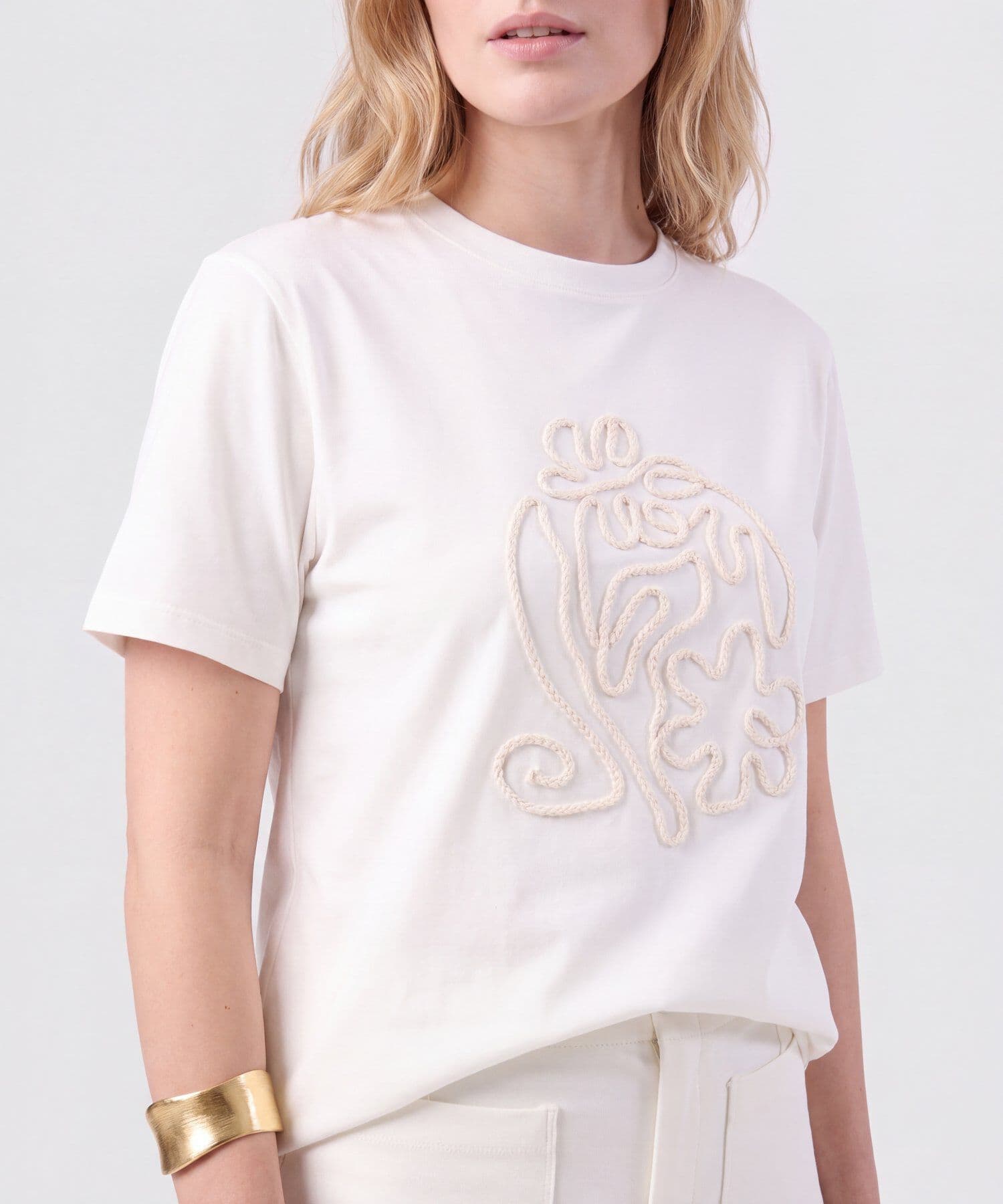 Camiseta Valentina Minimalista blanco para mujer, vista 3