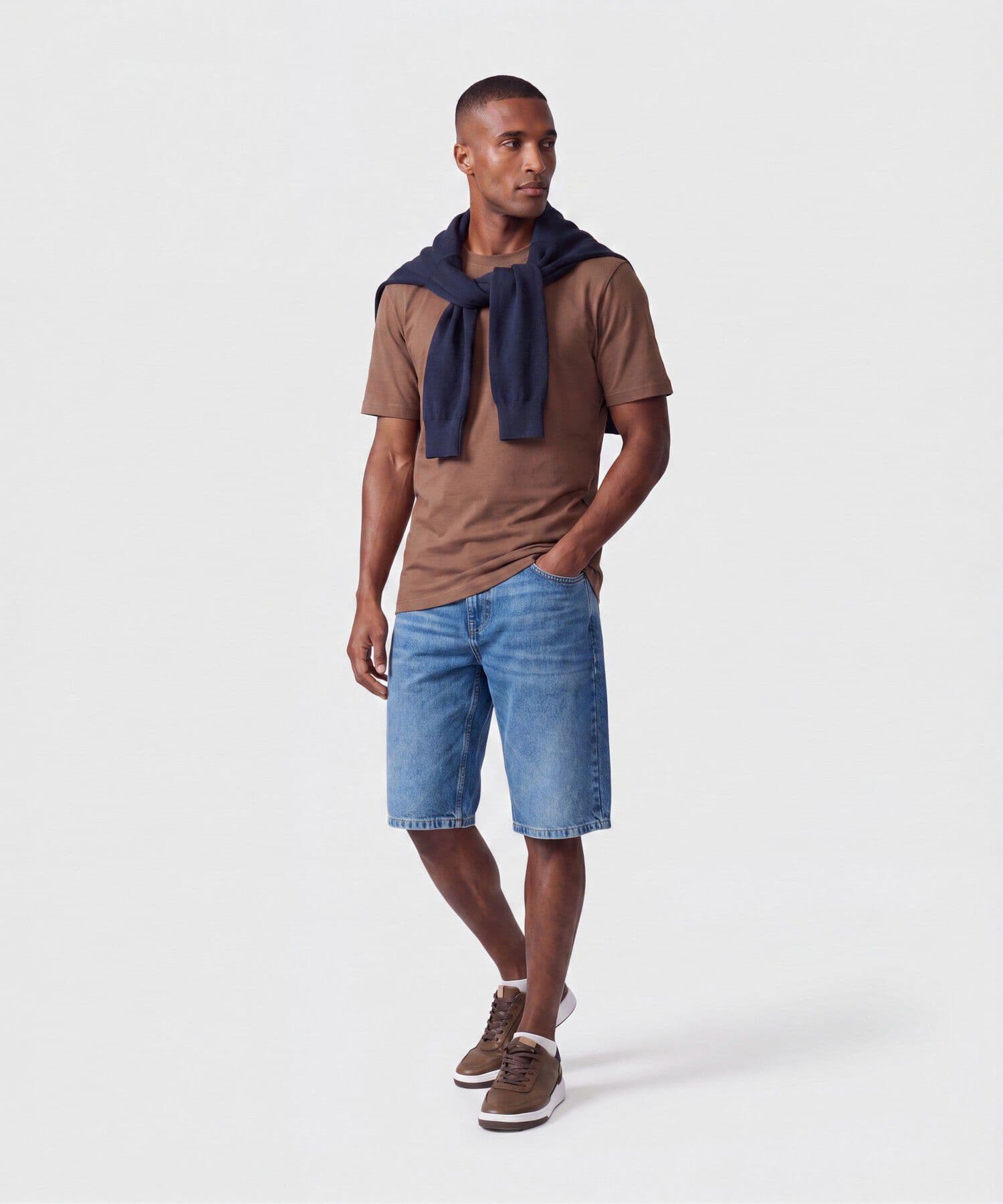 Camiseta Palma Texturizado café para hombre, vista 2