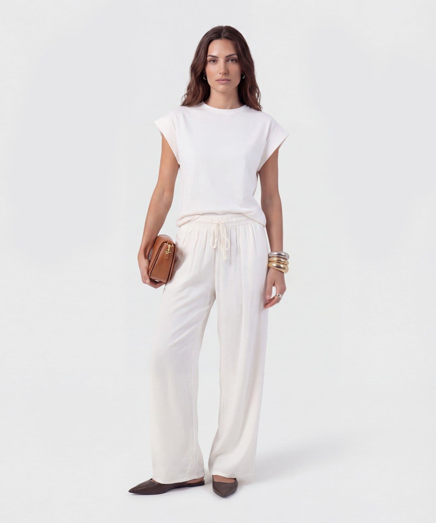 Camiseta Oliva Relajado blanco para mujer, vista 2