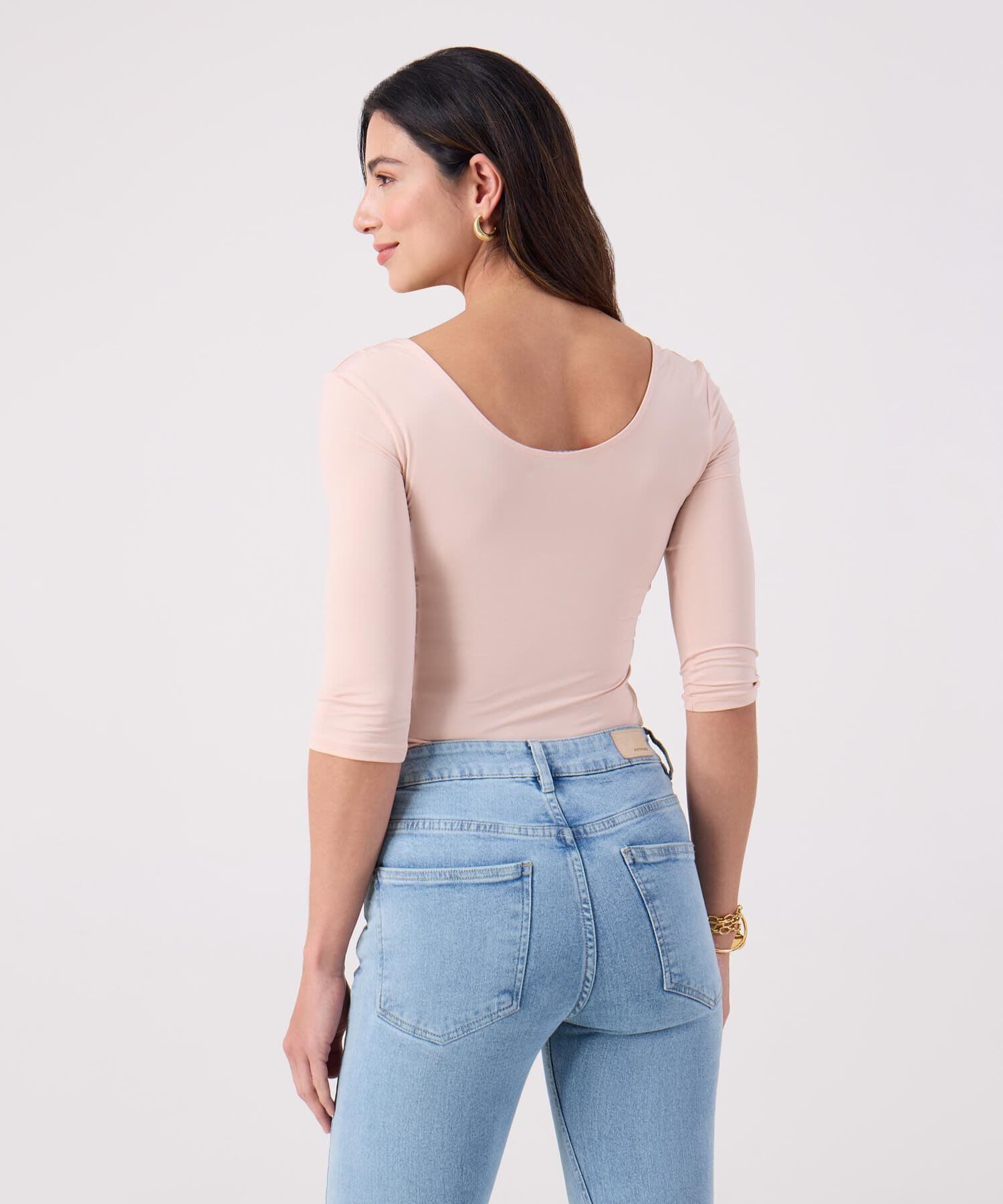 Camiseta Emilia Suave rosa empolvado para mujer, vista 4