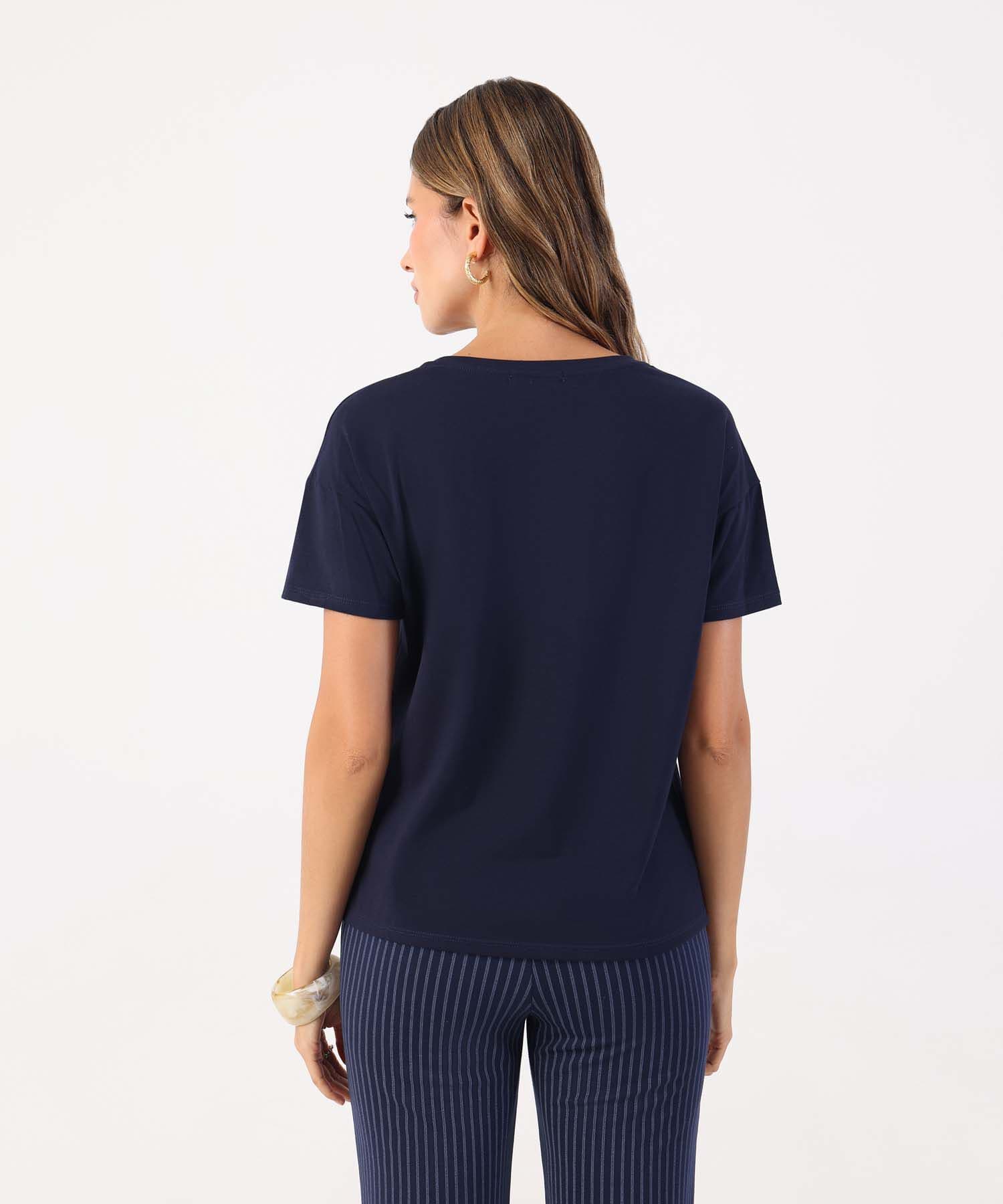 Camiseta Brisa Relajado azul marino para mujer, vista 4